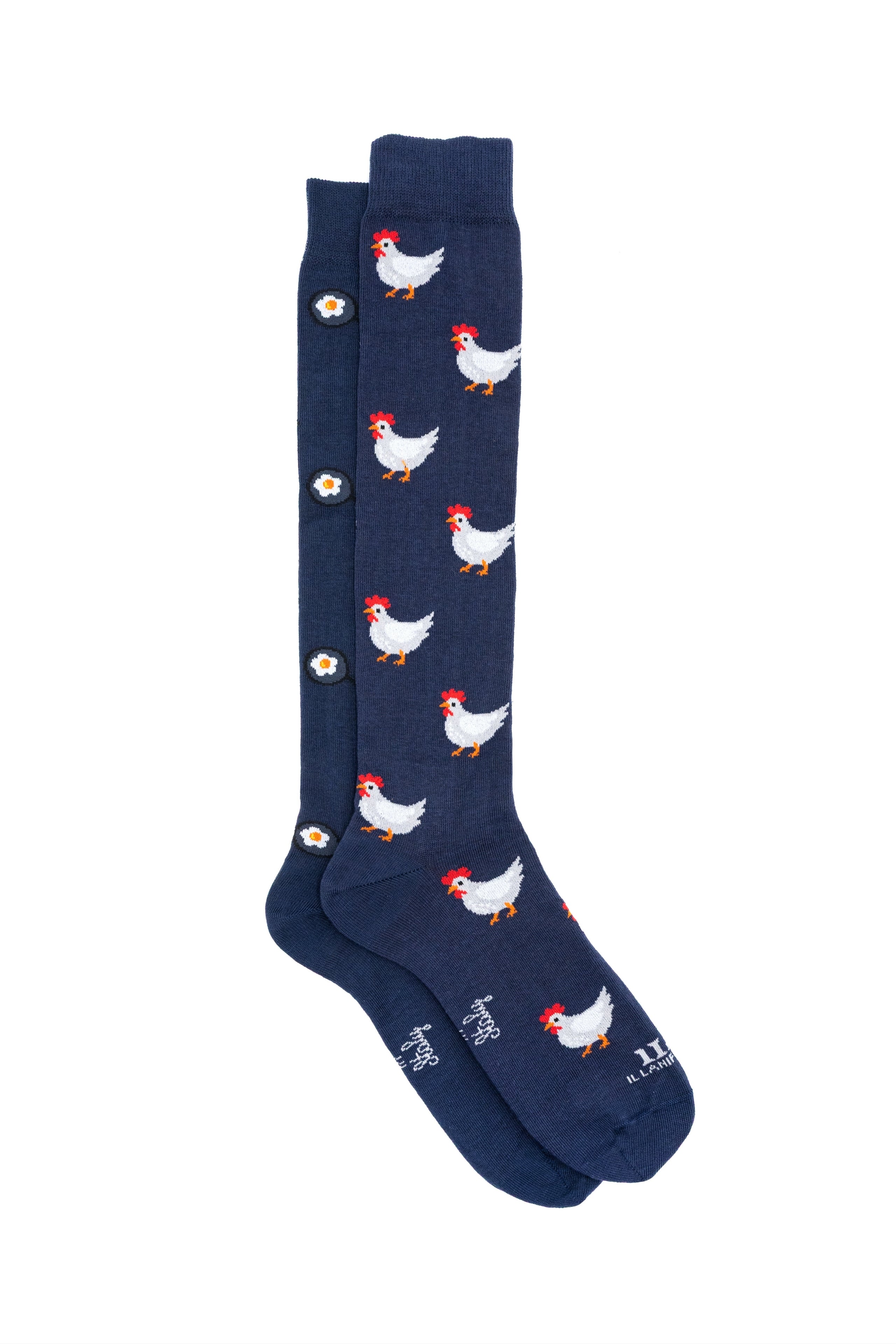Long Cotton Socks with Pattern - BLUE