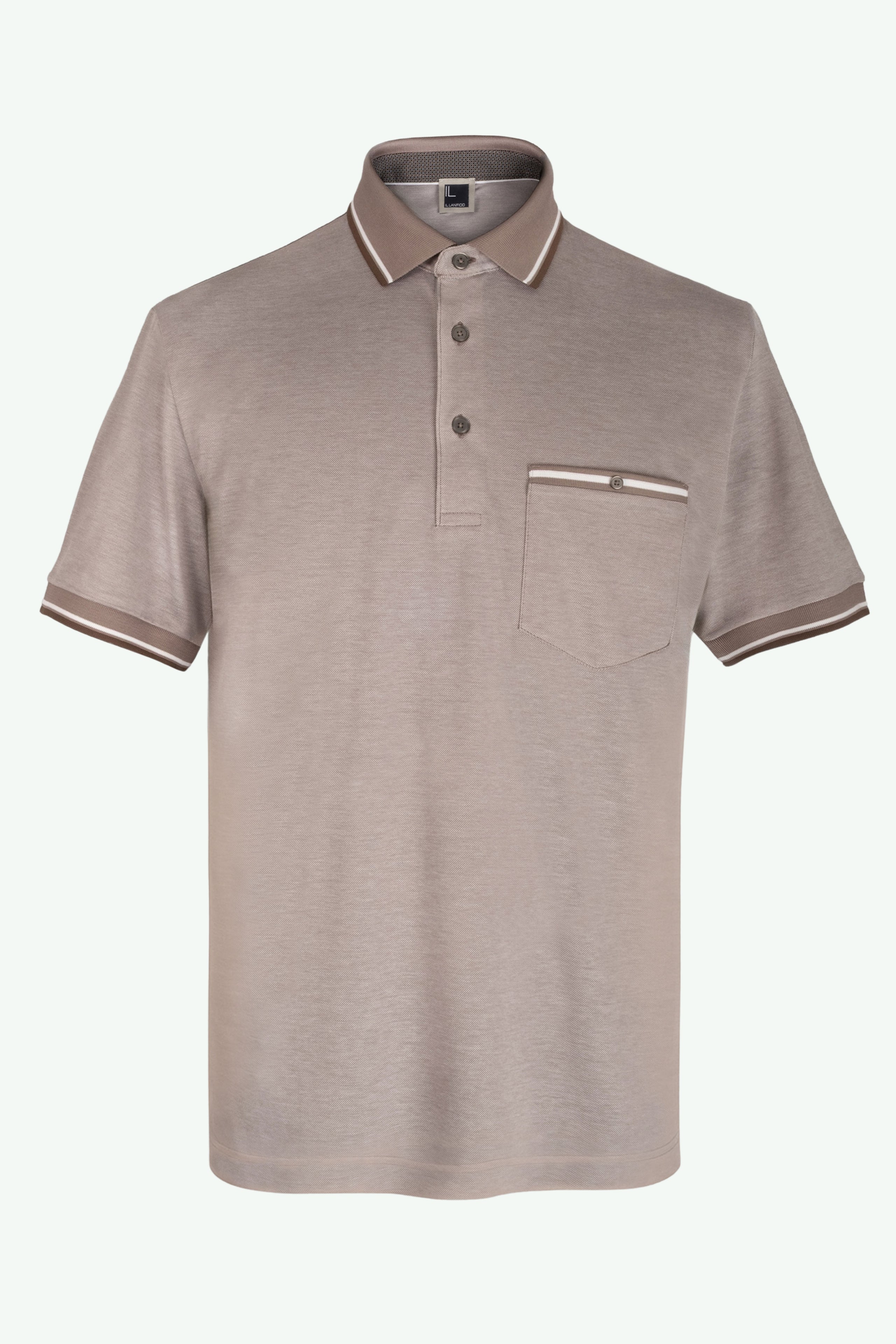 Piqué Polo Shirt in Mercerised Cotton with Chest Pocket gray 46