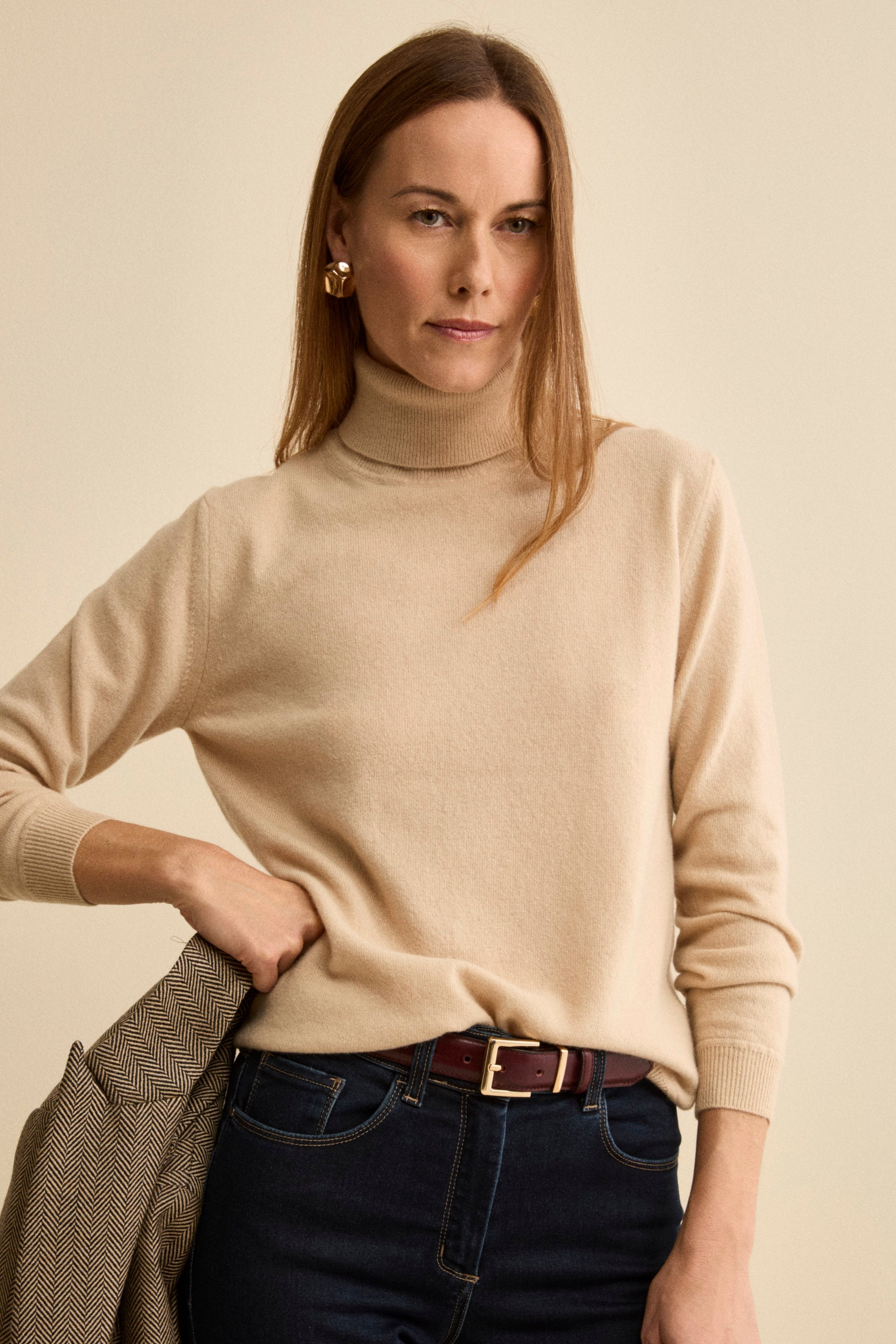 Wool and cashmere turtleneck - Sand brown