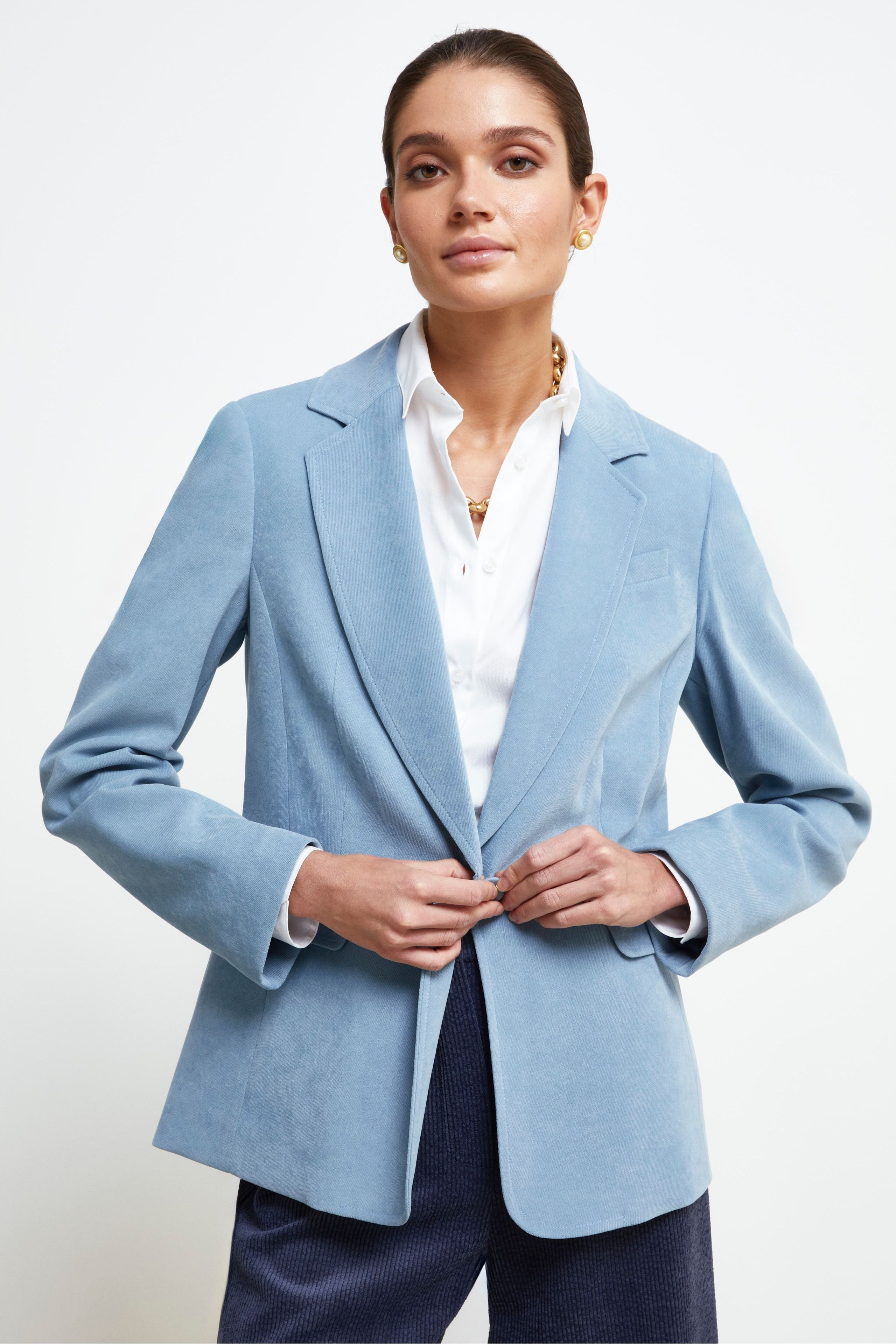 Single-Breasted Velvet Blazer COBALT BLUE 40