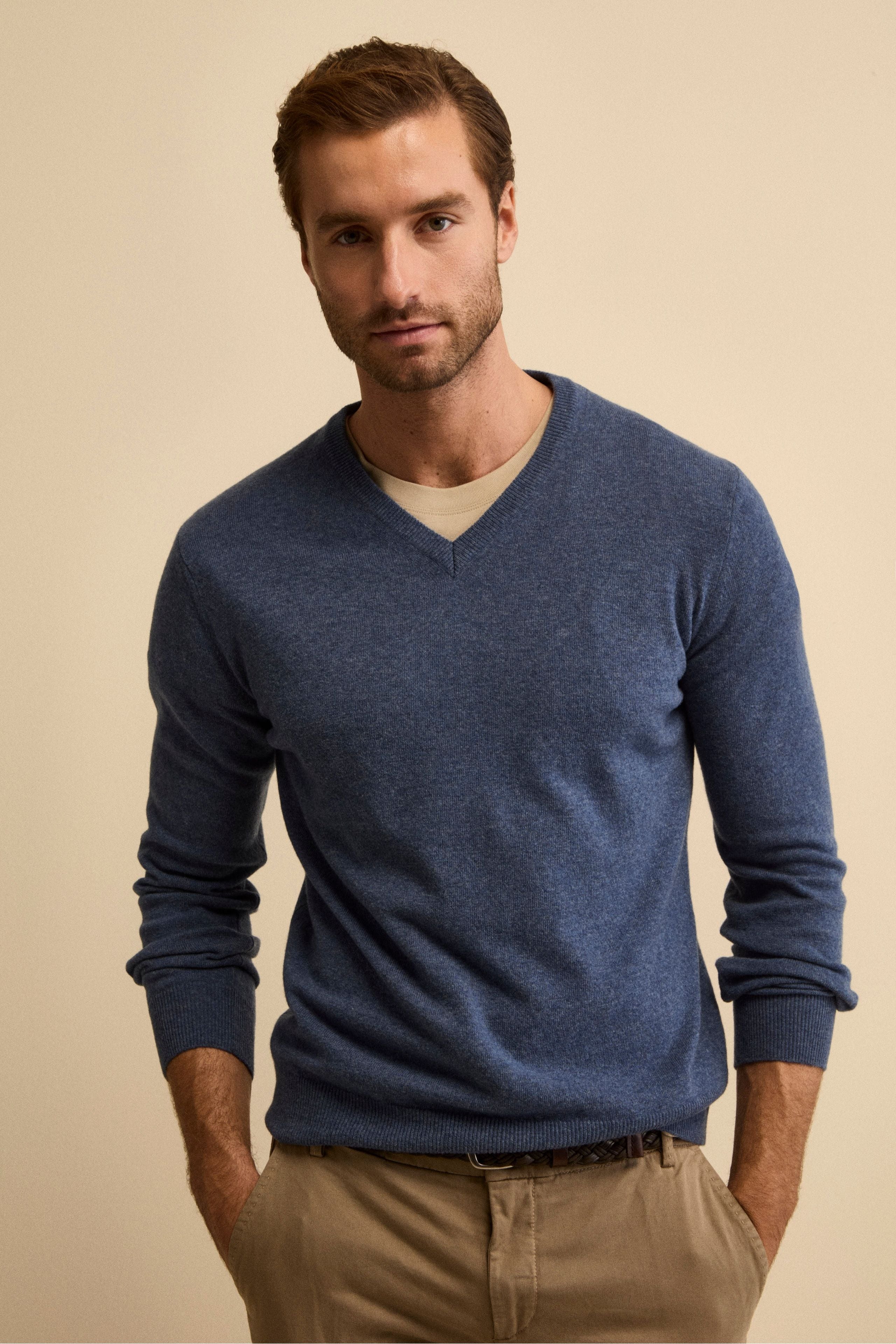Wool V-neck sweater - JEANS MELANGE