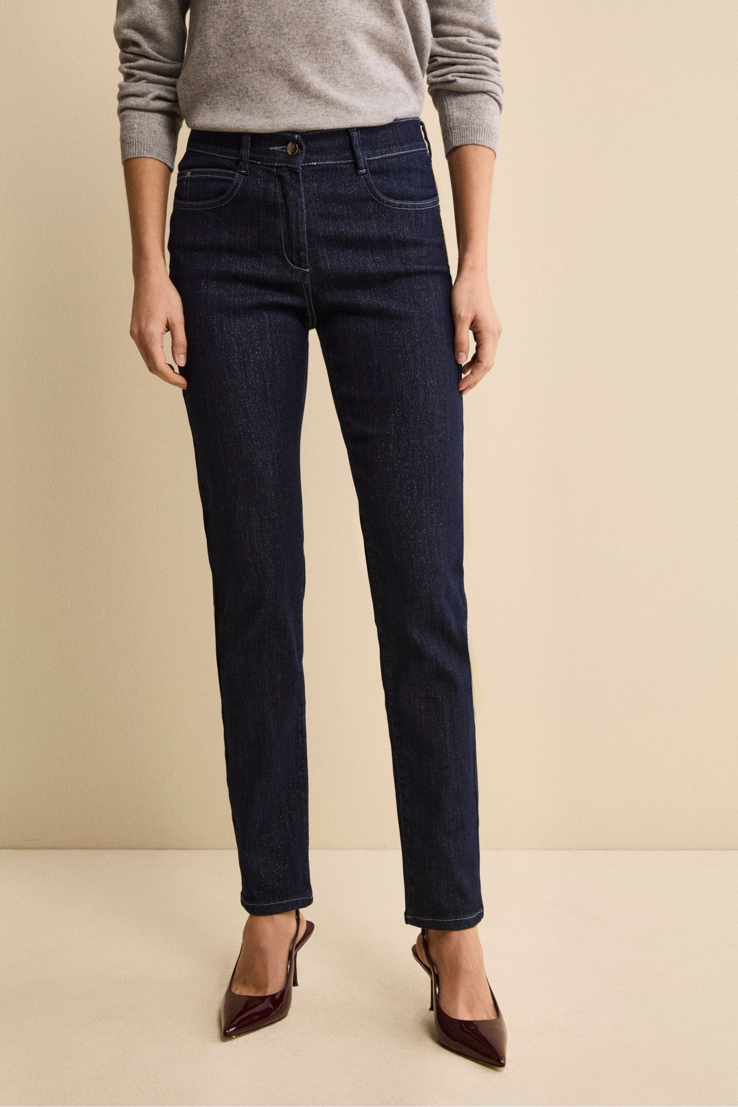 Cotton Denim Trousers with Lurex - DENIM