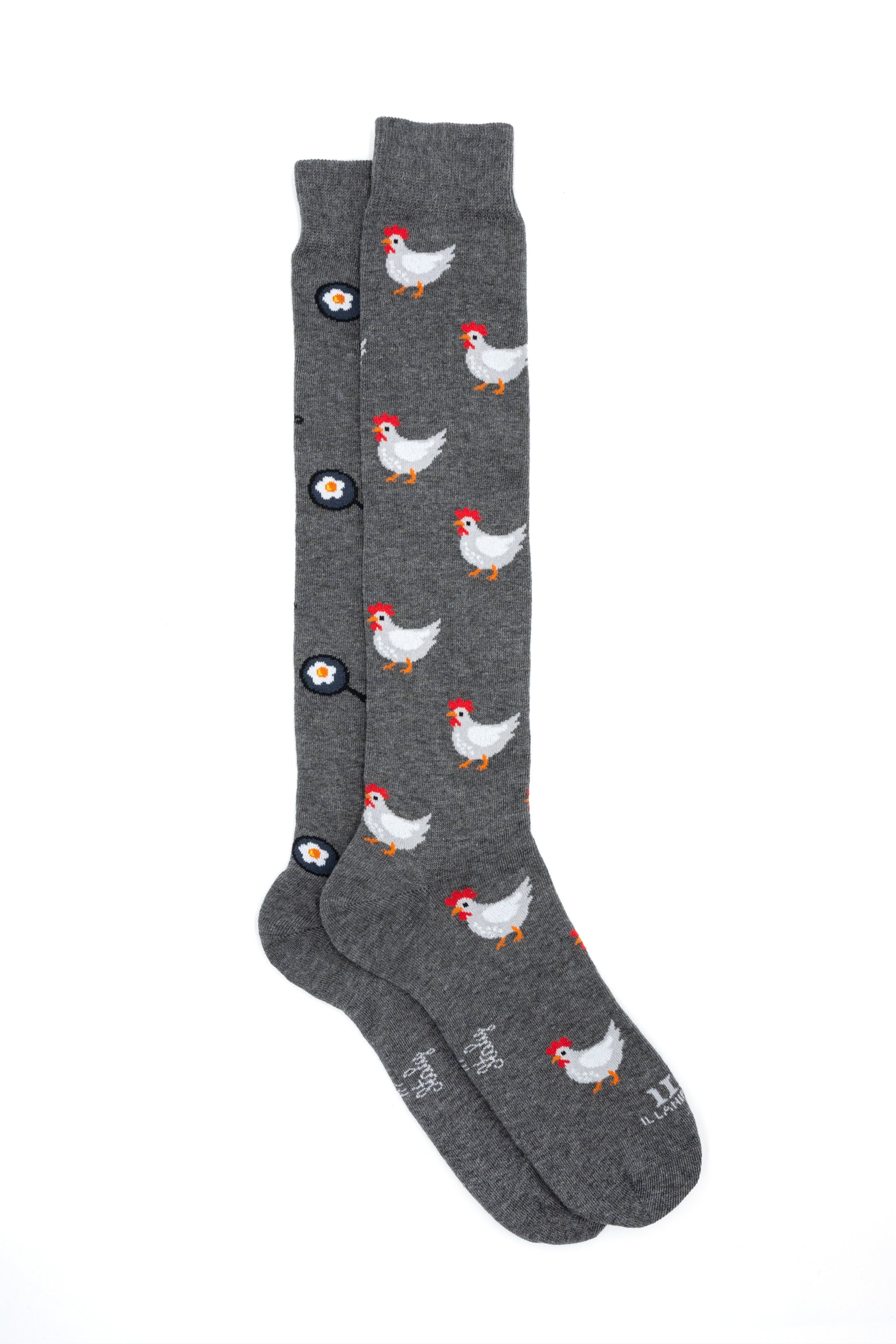 Long Cotton Socks with Pattern - Medium grey