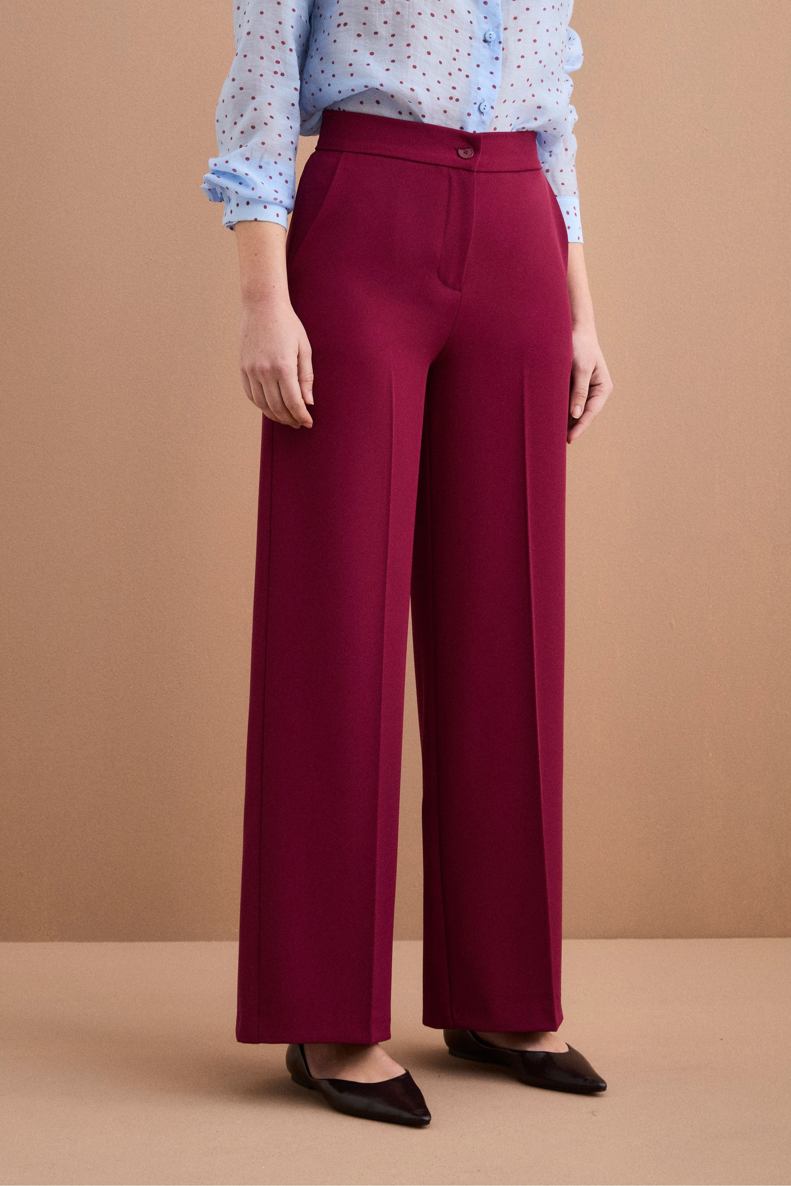 Pantalone Cady a Palazzo con Piega - BORDEAUX