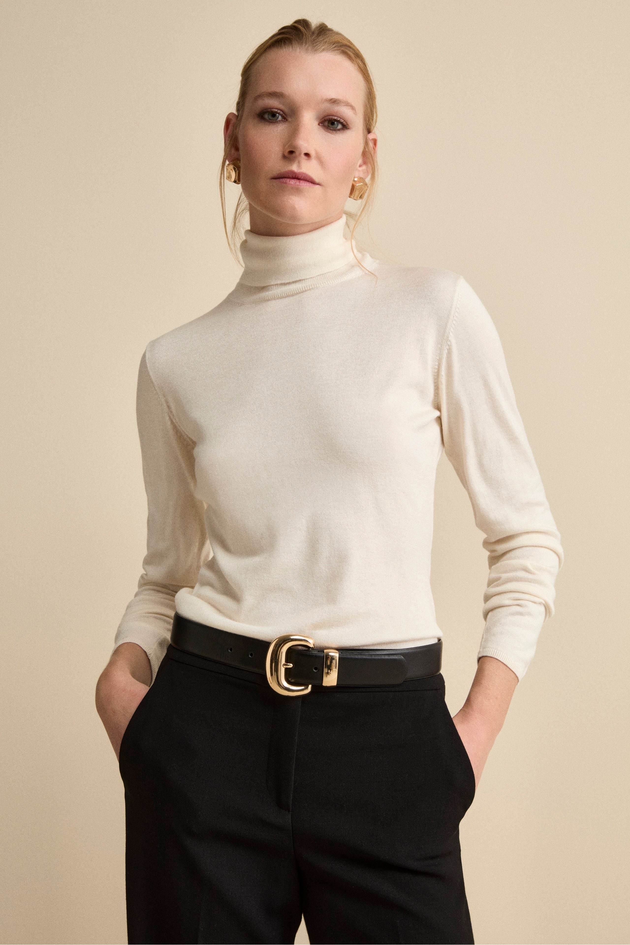 Extrafine Silk and Cashmere Turtleneck Sweater - CREAM