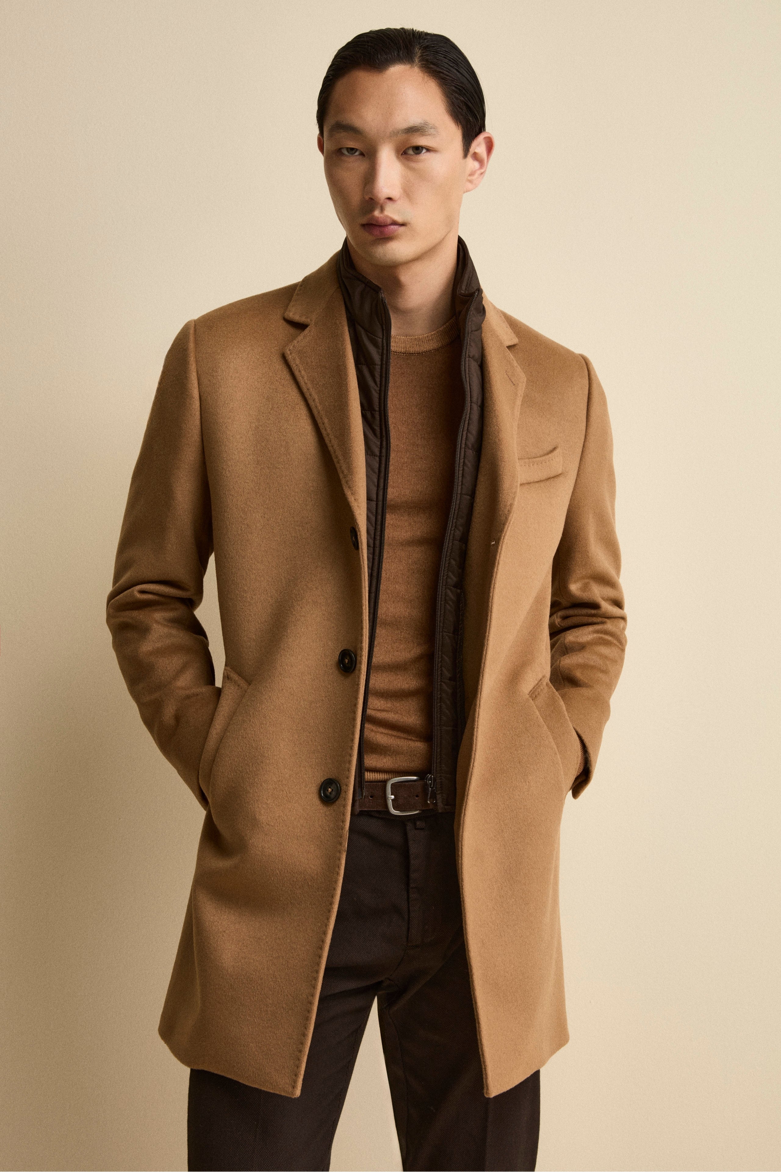 Wool and cashmere coat - CAMEL