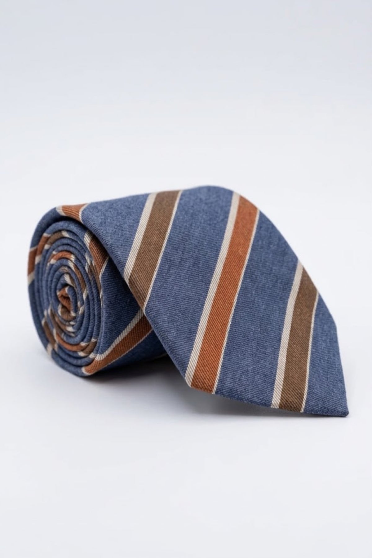 Striped Wool and Silk Tie - DENIM