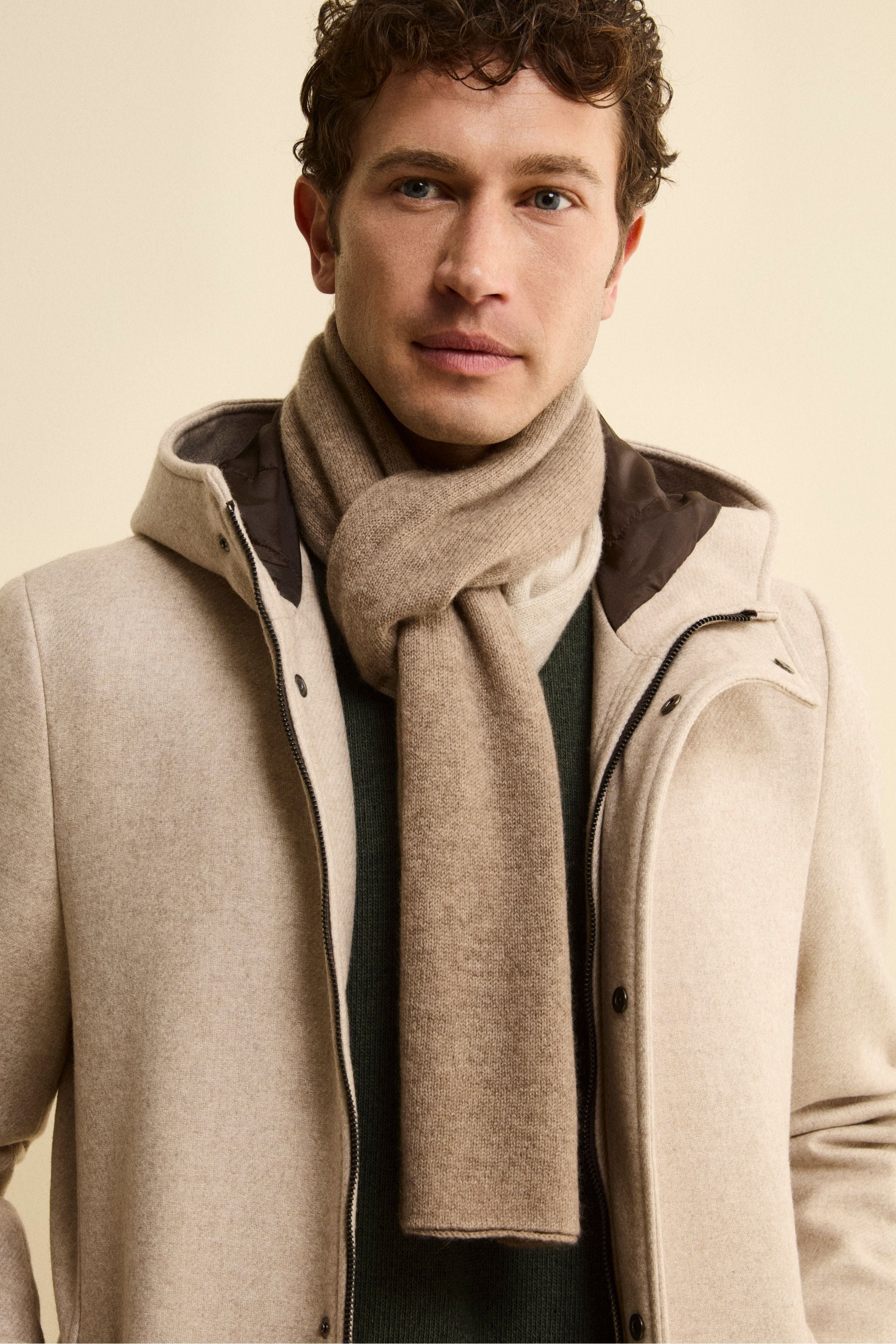 Bicolor cashmere knit collar - Beige-Brown