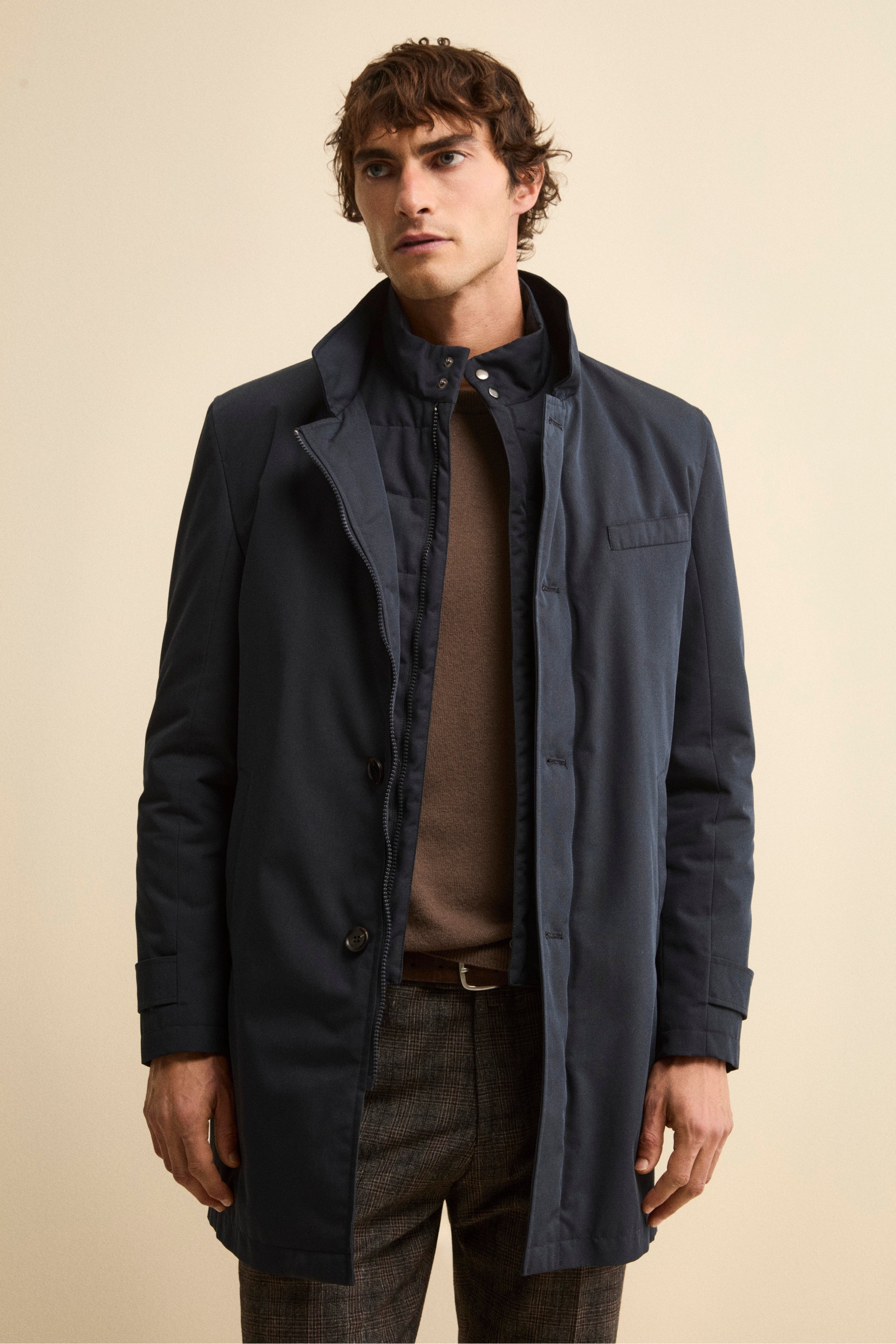 Raincoat with placket - BLUE