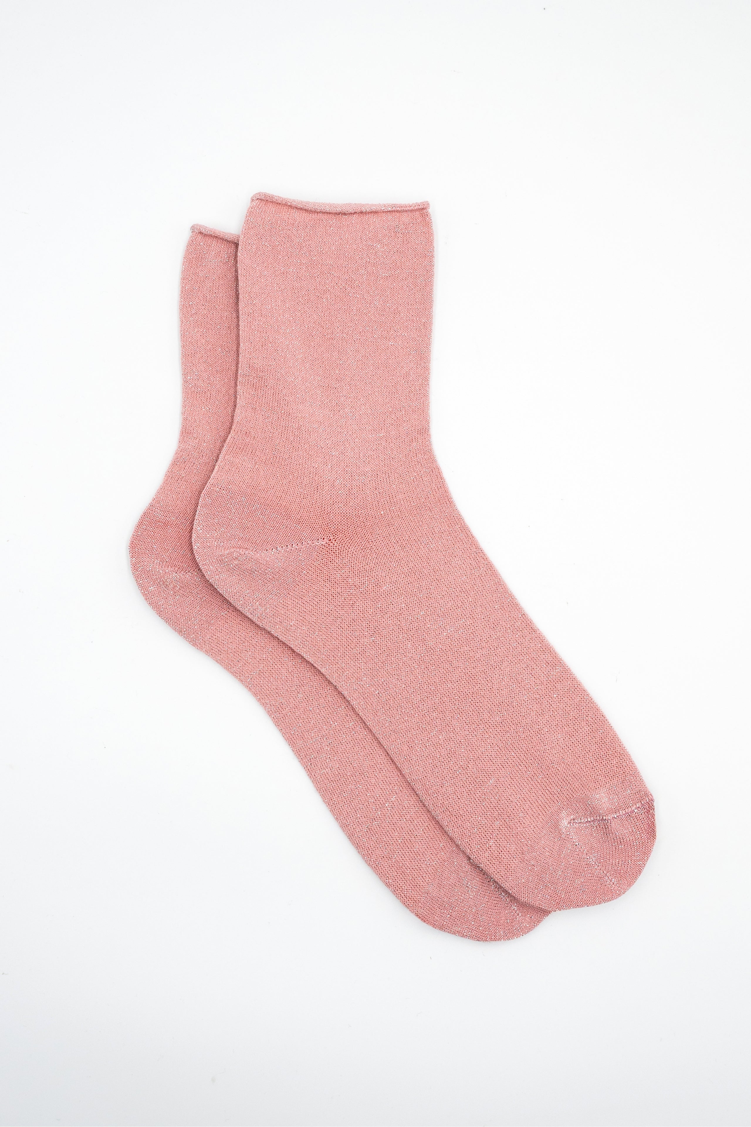 Short Cotton Socks with Lurex - Pink