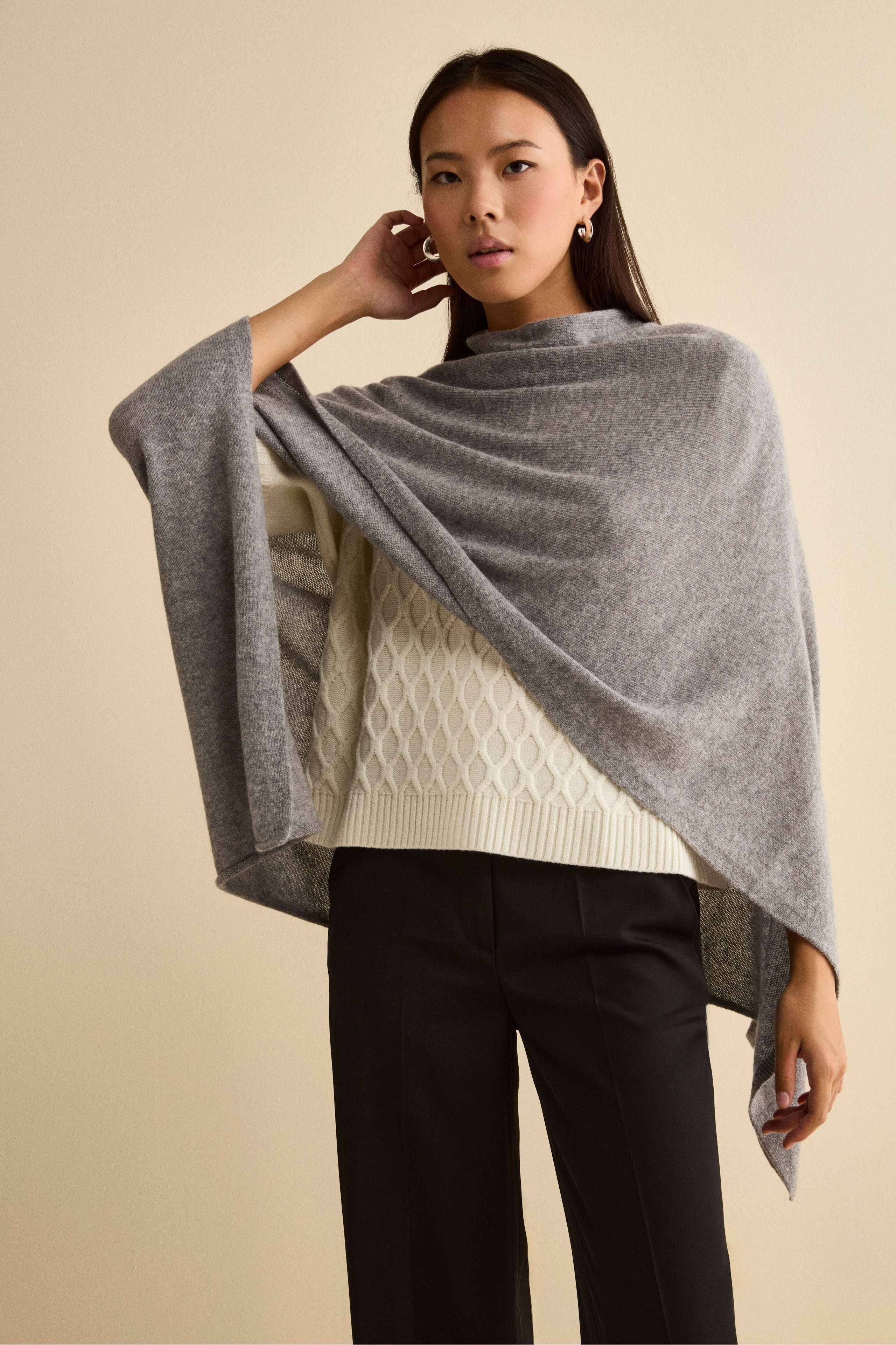 Cashmere cape - Medium grey