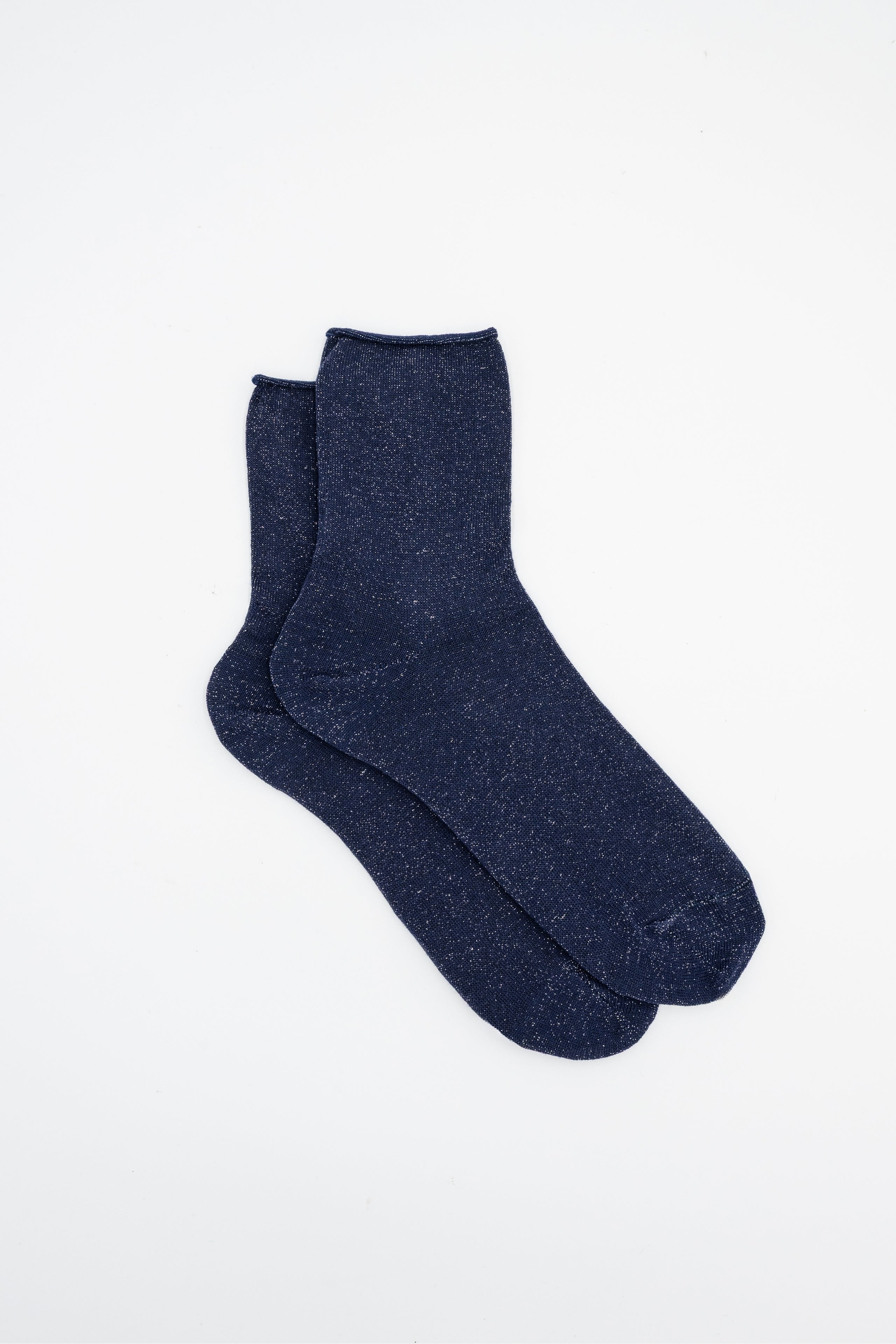 Short Cotton Socks with Lurex - BLUE