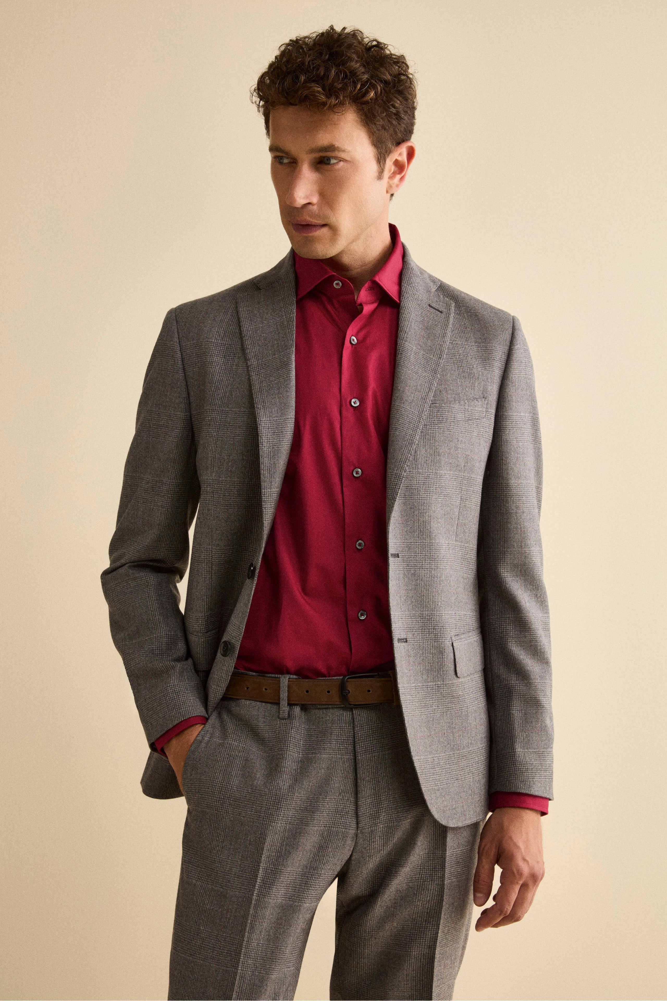 Lined Slim Fit Virgin Wool Suit - -