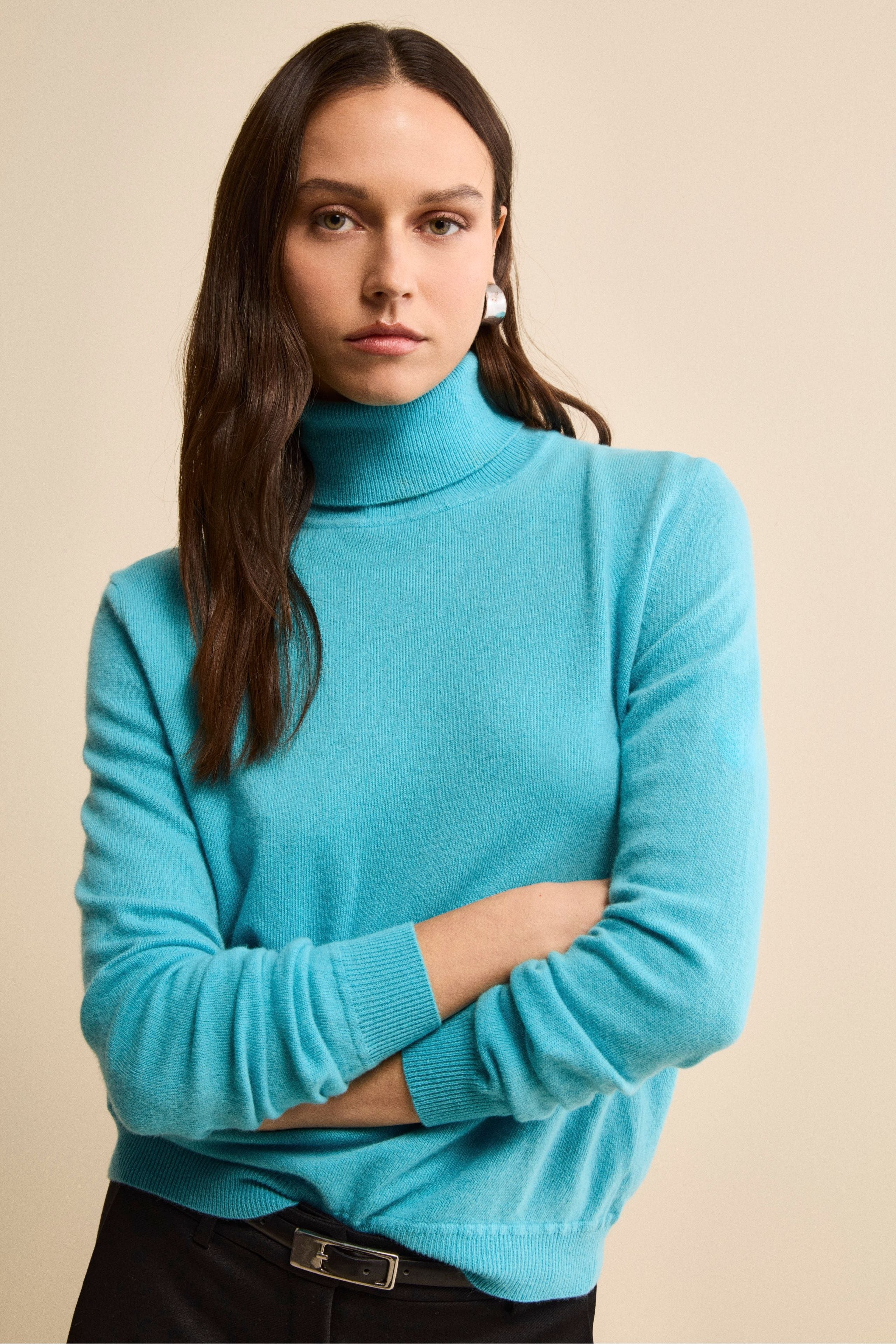 Wool and cashmere turtleneck - Aquamarine
