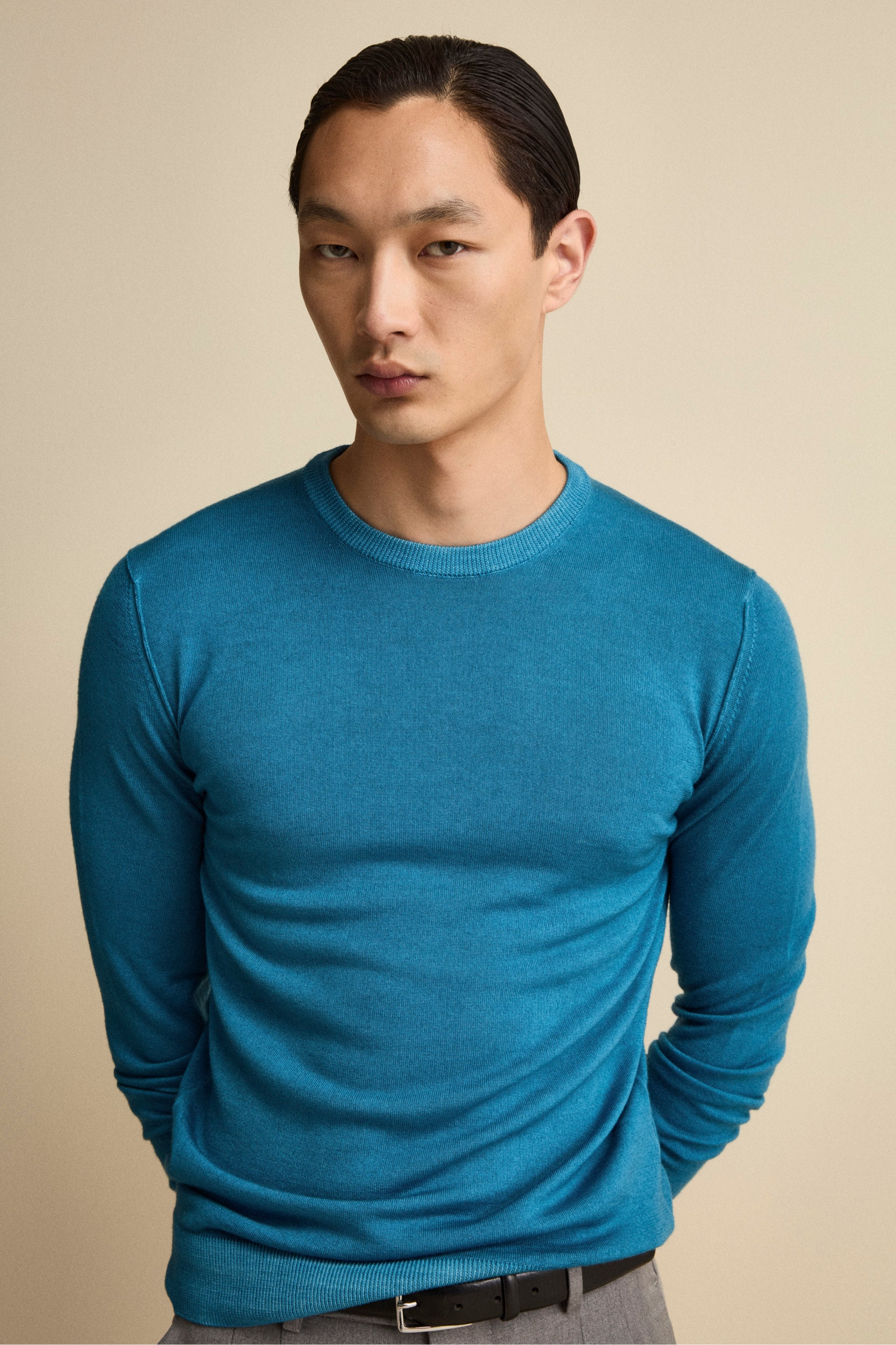Extrafine Merino Wool Crew Neck - Air force blue