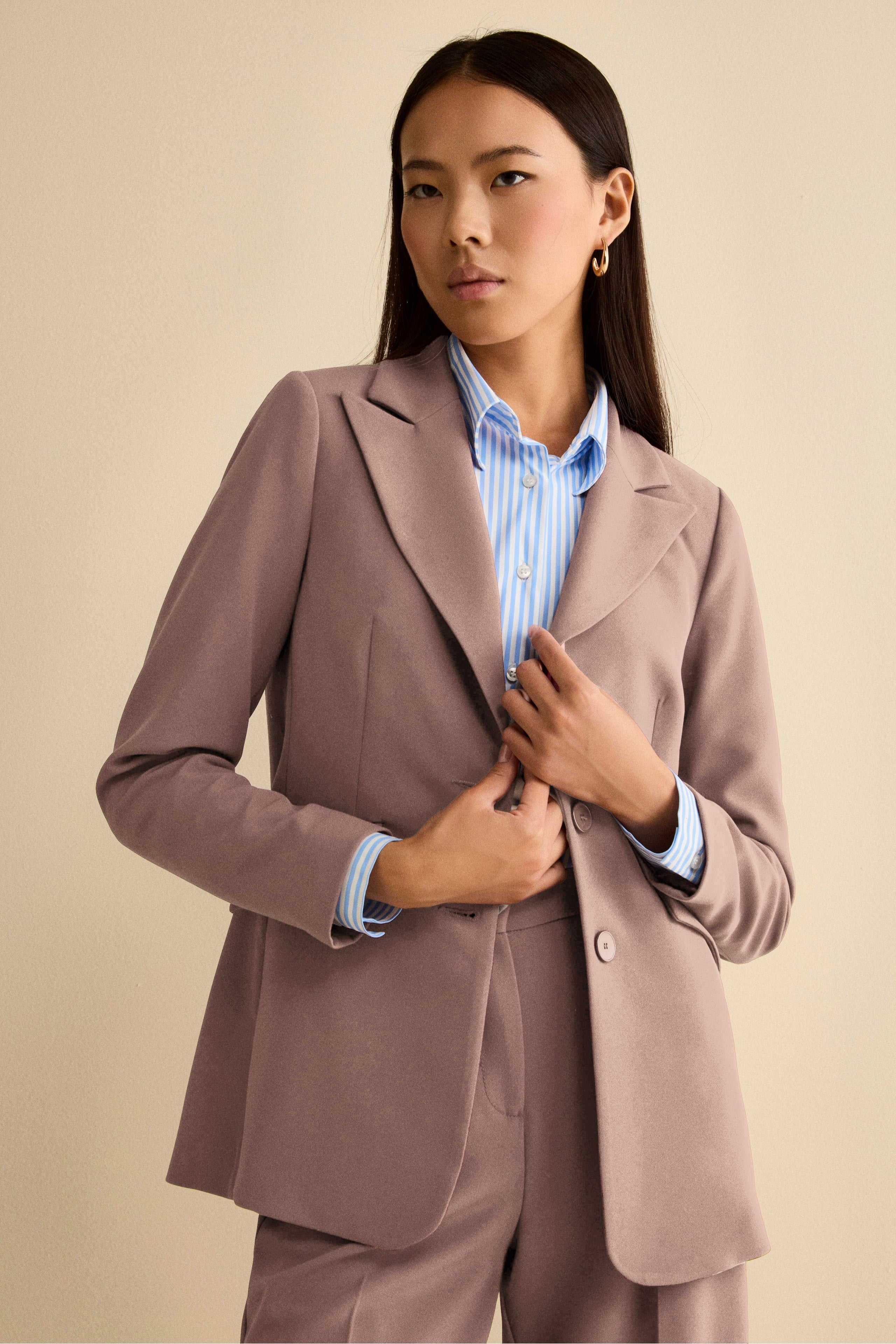 Lined Bi-Stretch Jacket Regular Fit - Old pink