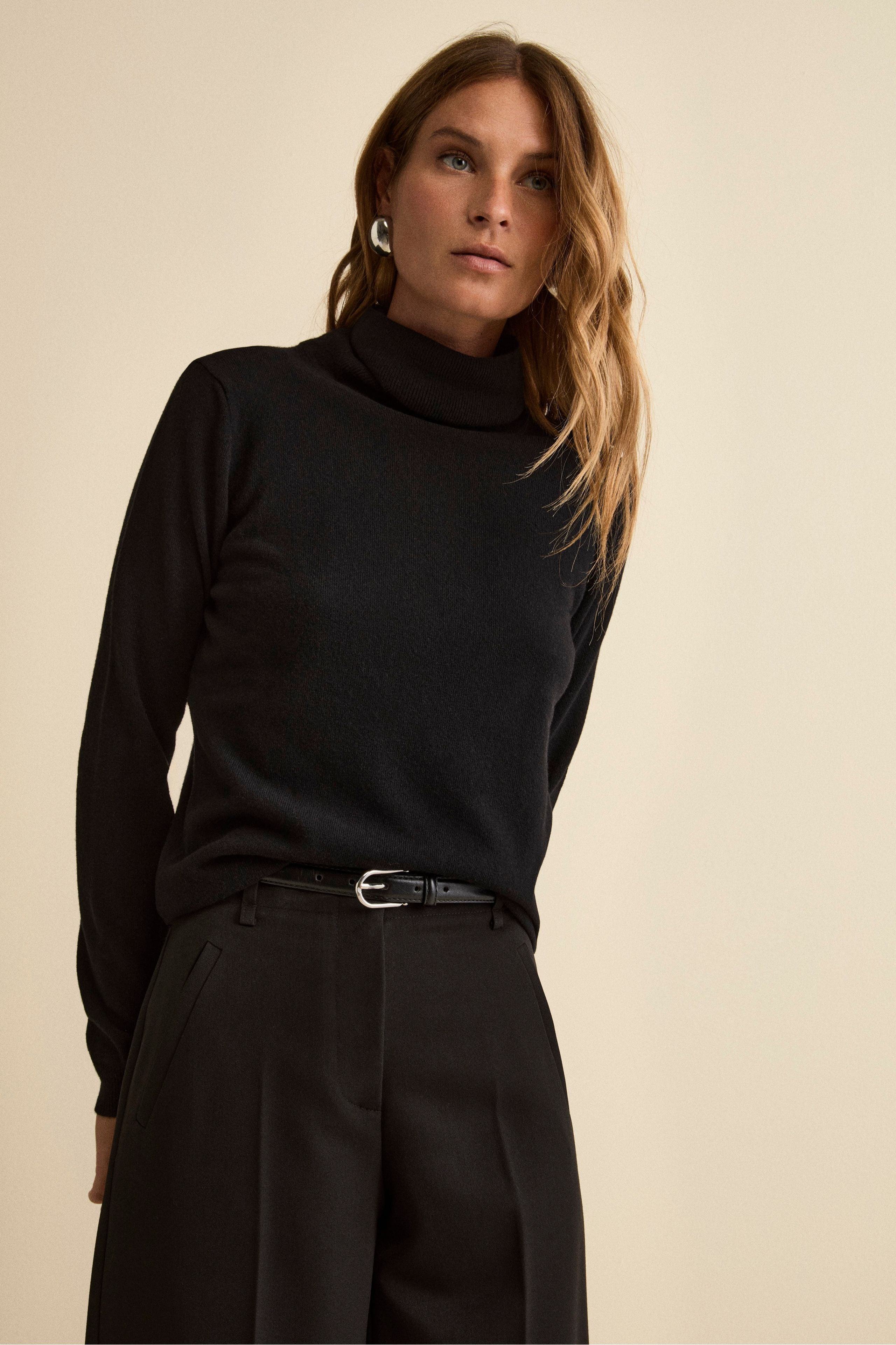 Wool and cashmere turtleneck - BLACK