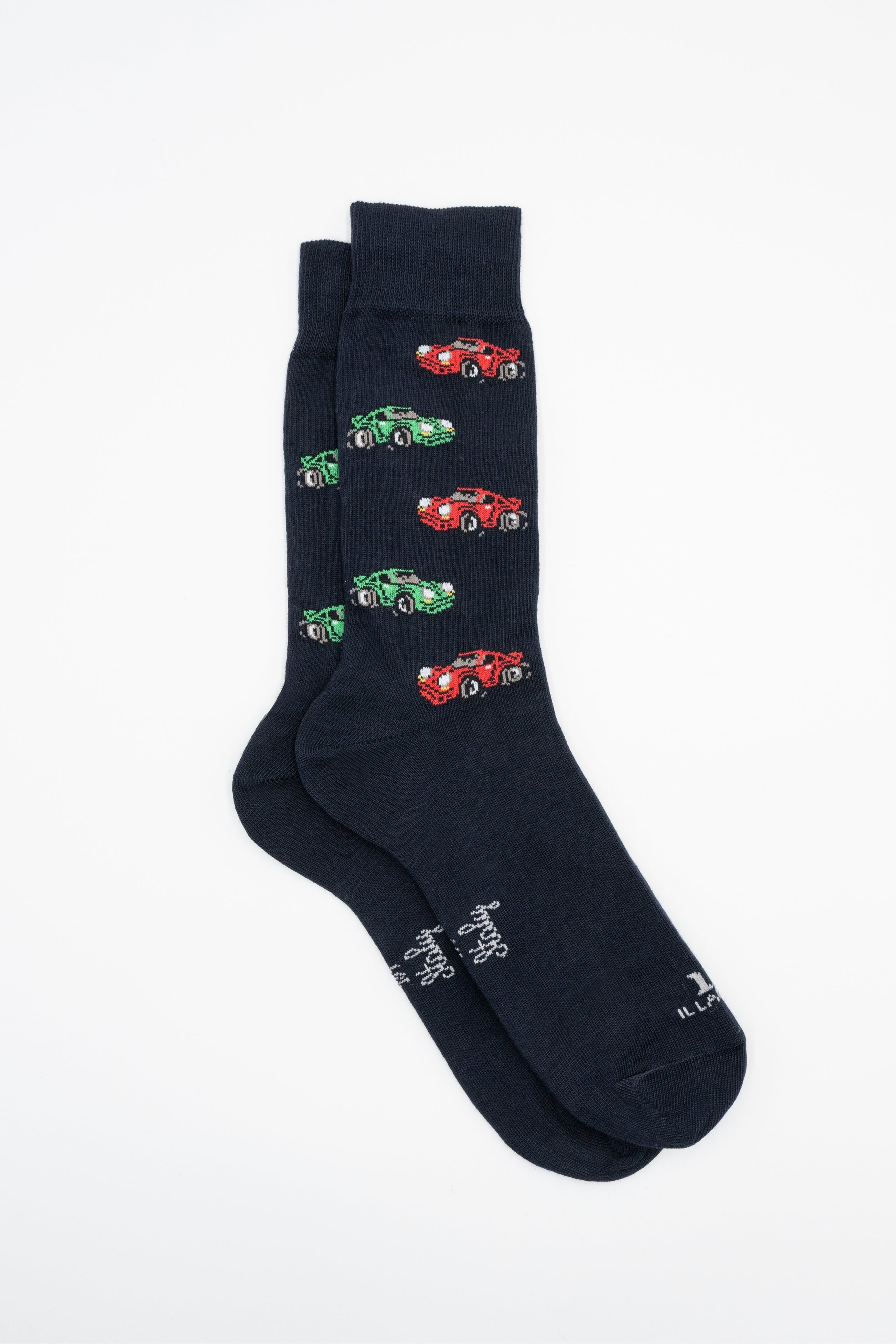 Short Cotton Socks with Car Pattern - BLUE