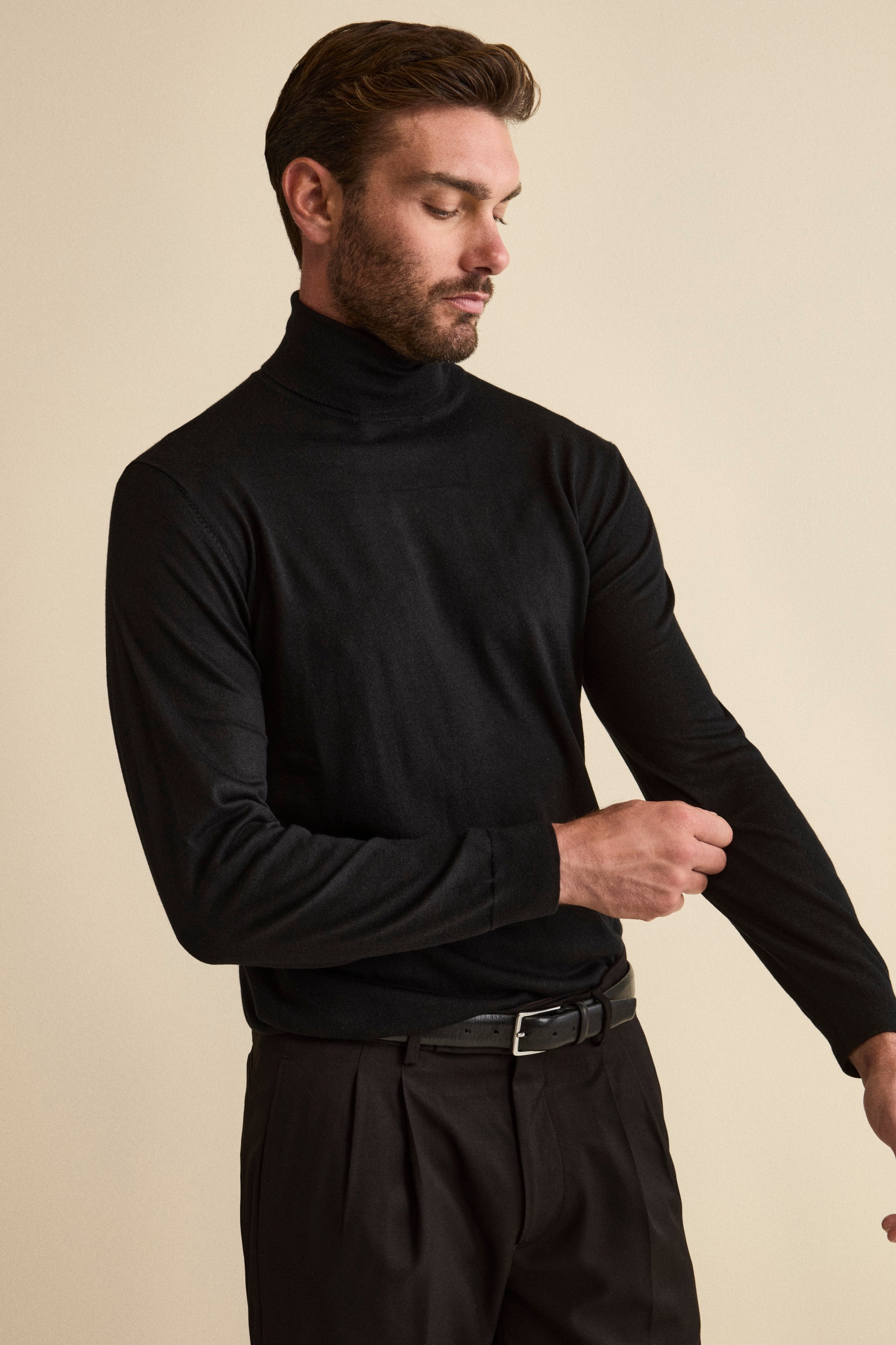 Silk and cashmere turtleneck sweater - BLACK