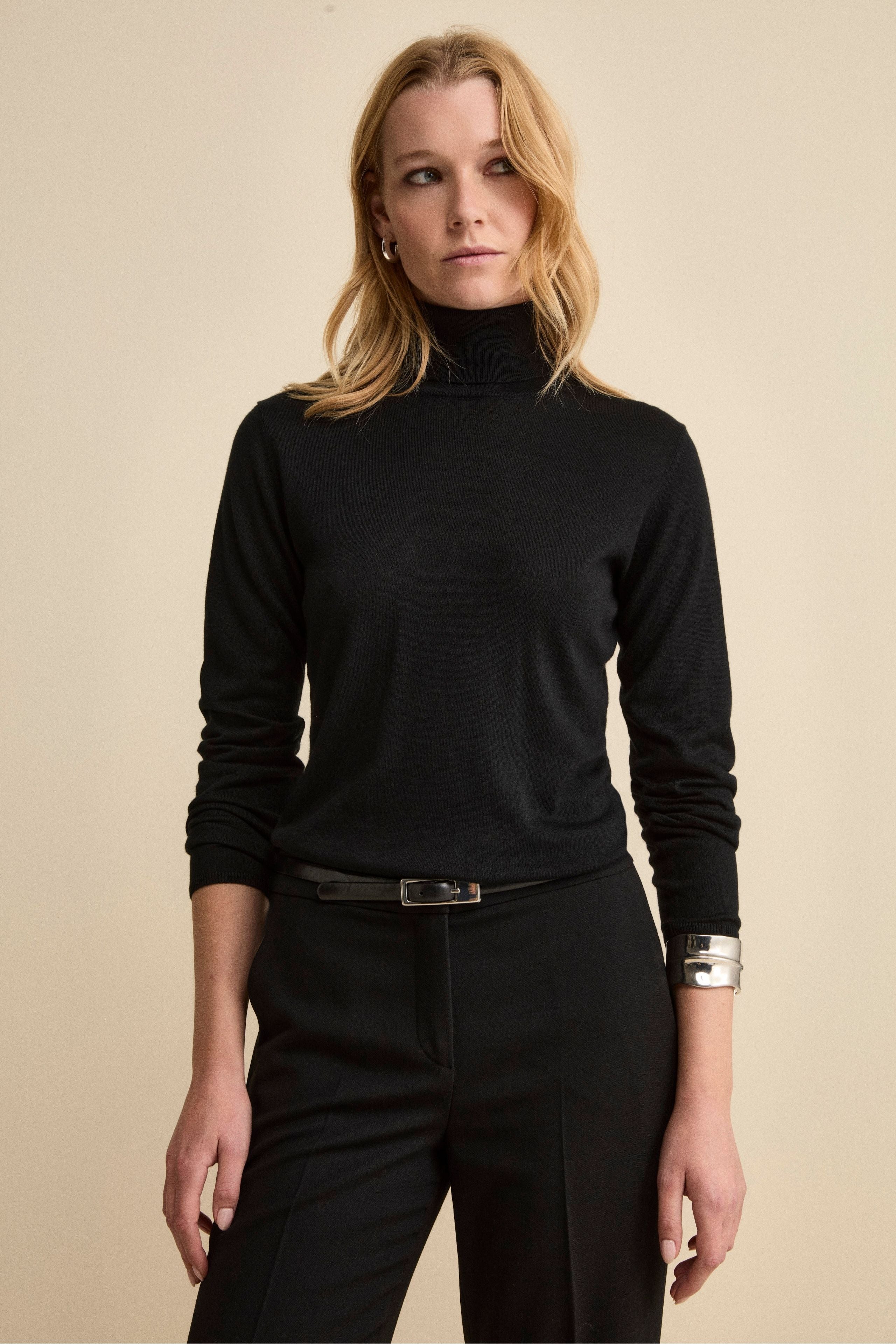 Extrafine Silk and Cashmere Turtleneck Sweater - BLACK