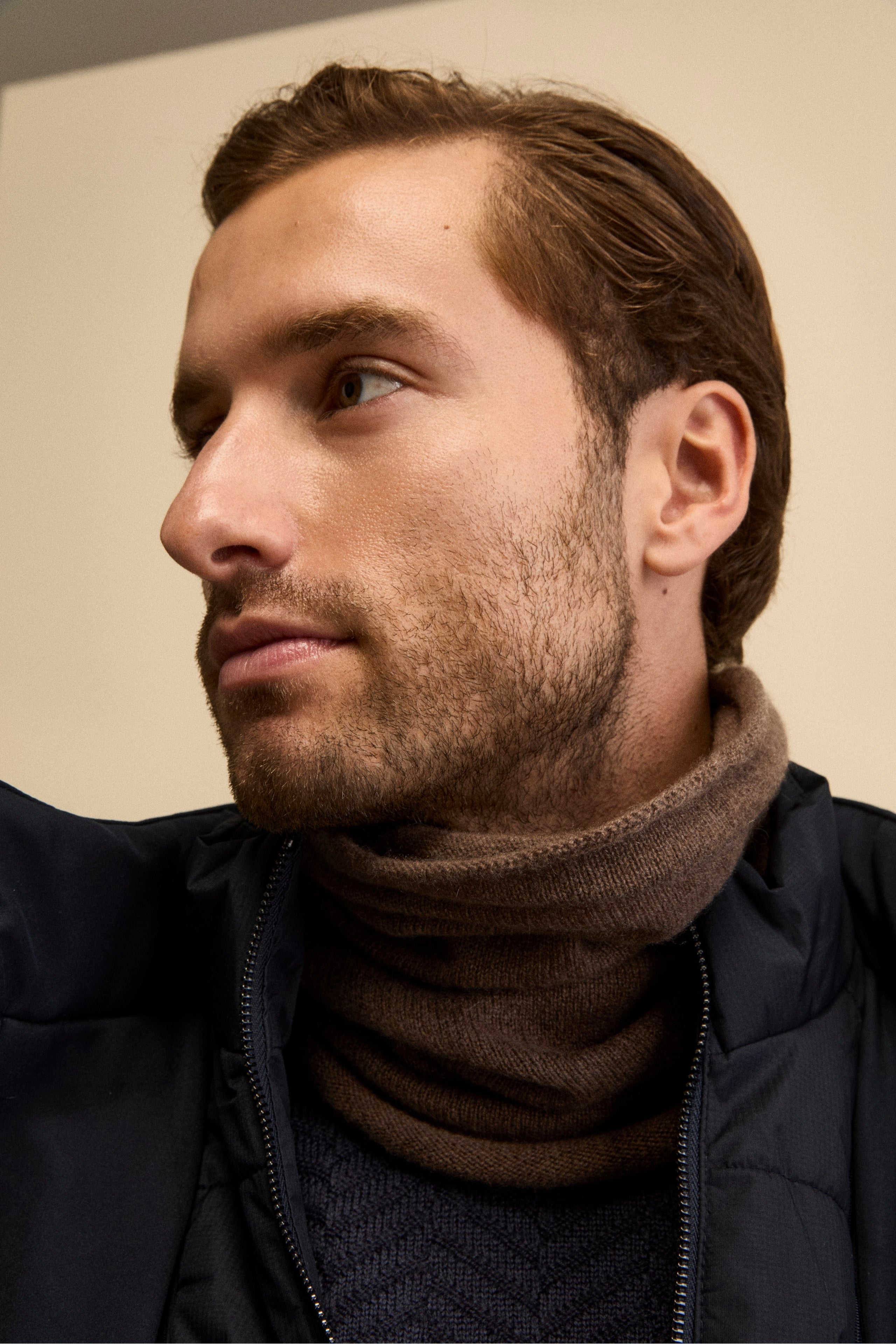Cashmere knit collar - Wood