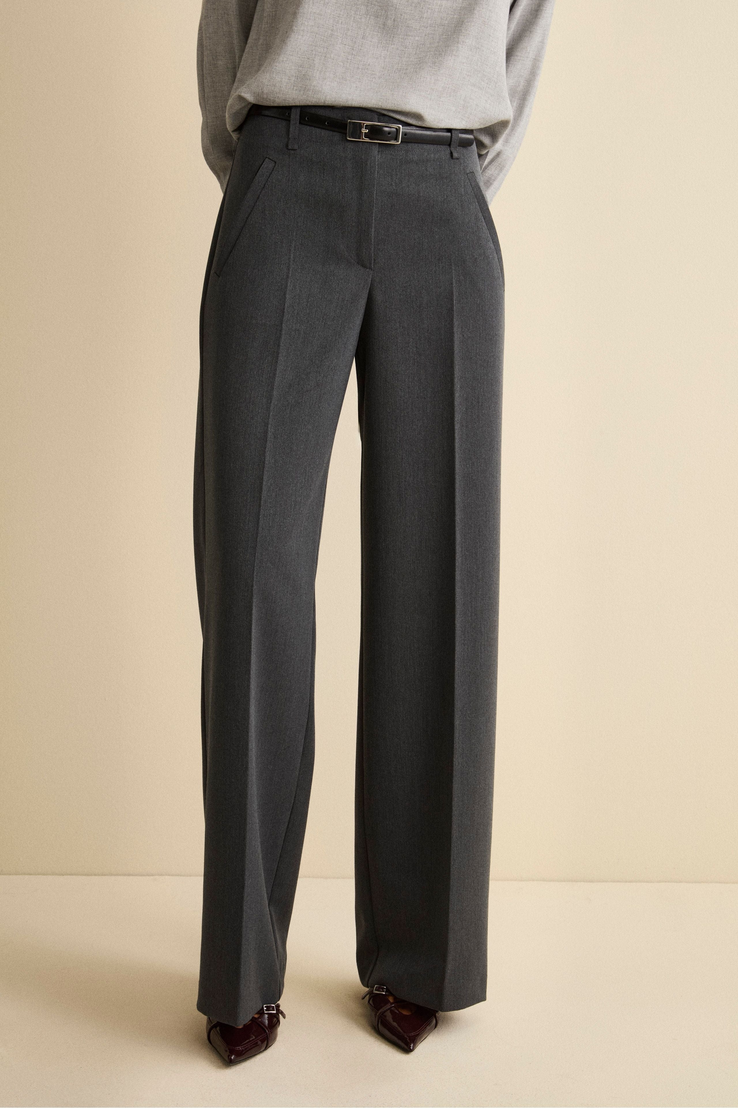 Pleated palazzo trousers - GREY