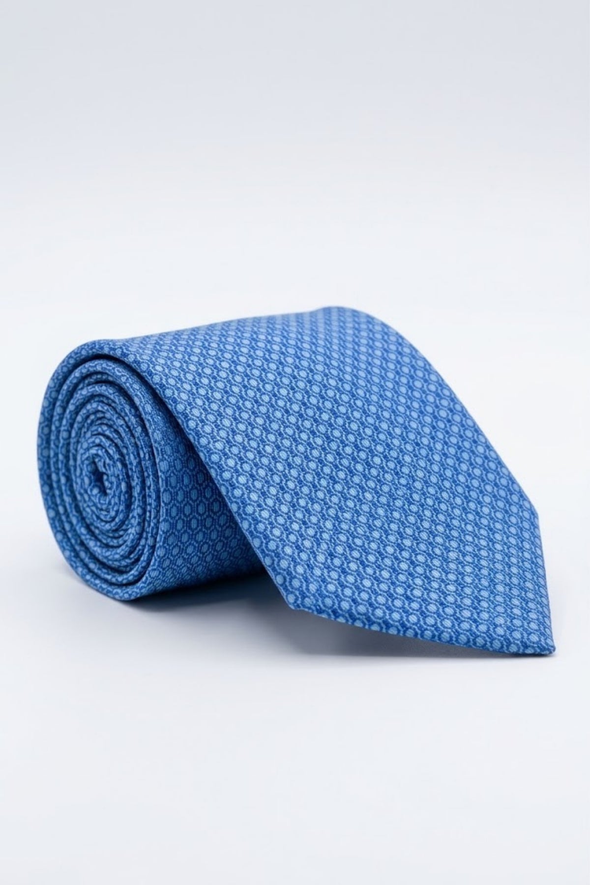 Patterned Pure Silk Tie - Light blue pattern