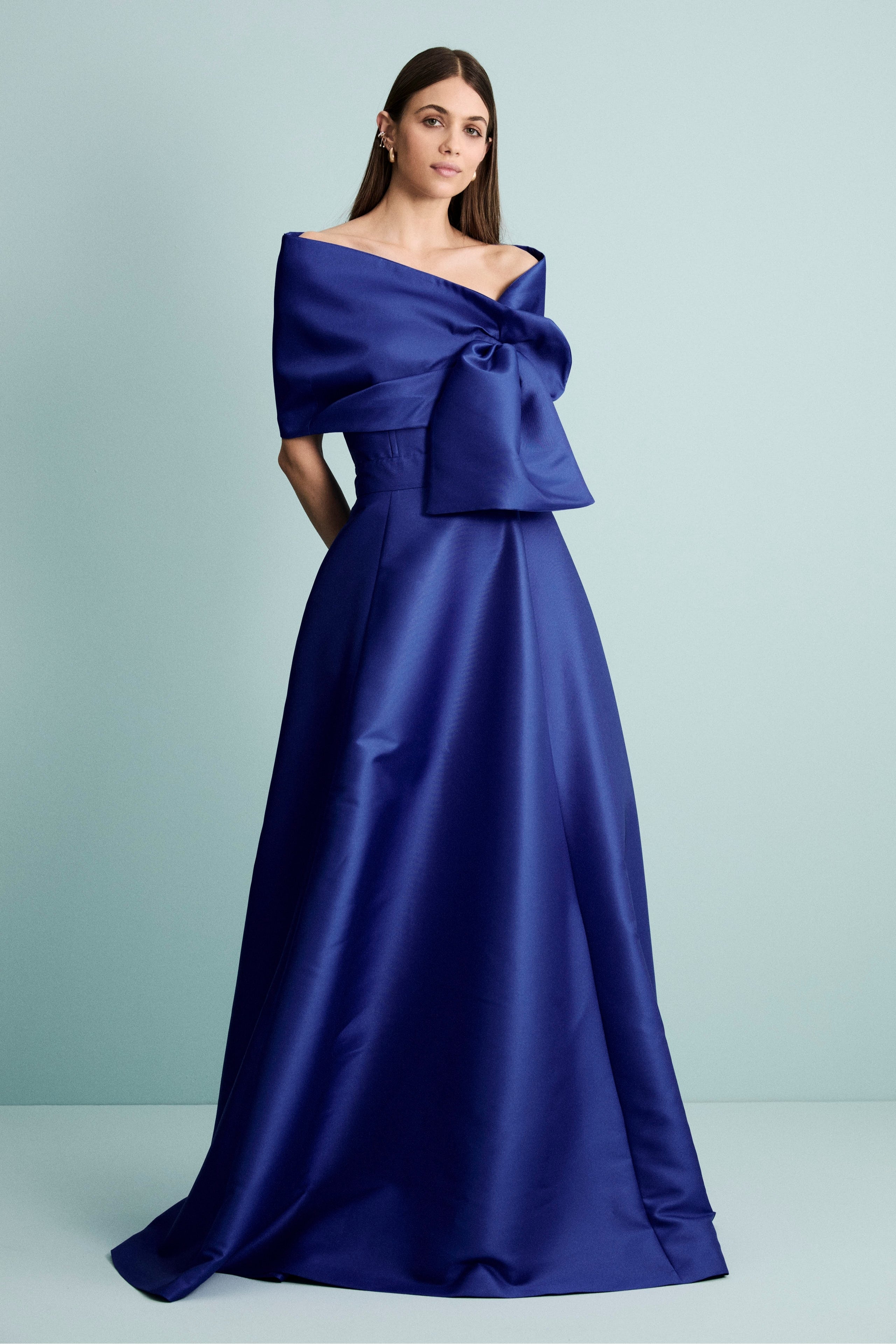 Robe Longue de Cérémonie en Mikado BLUETTE 42 - Main Image