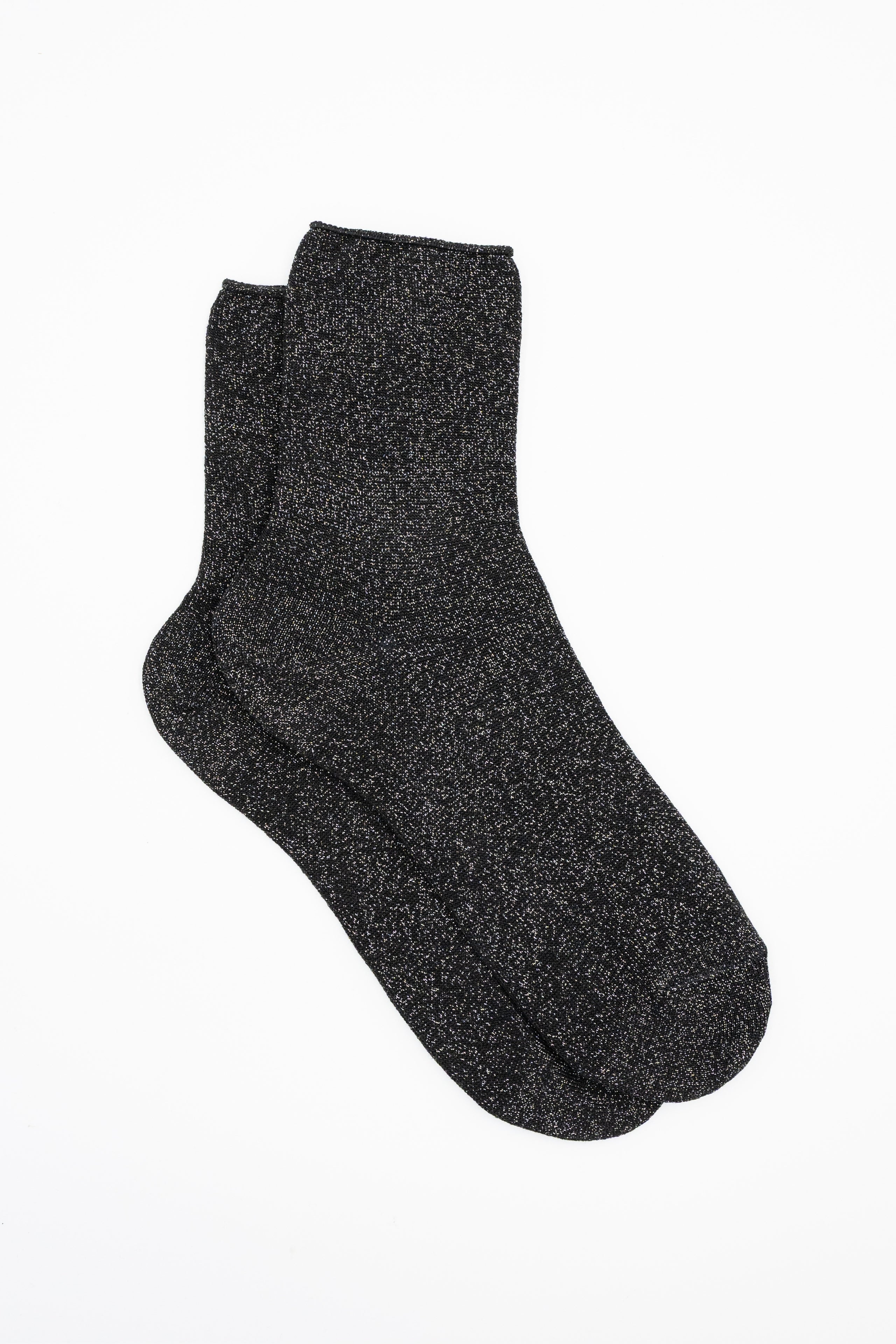 Short Cotton Socks with Lurex - BLACK