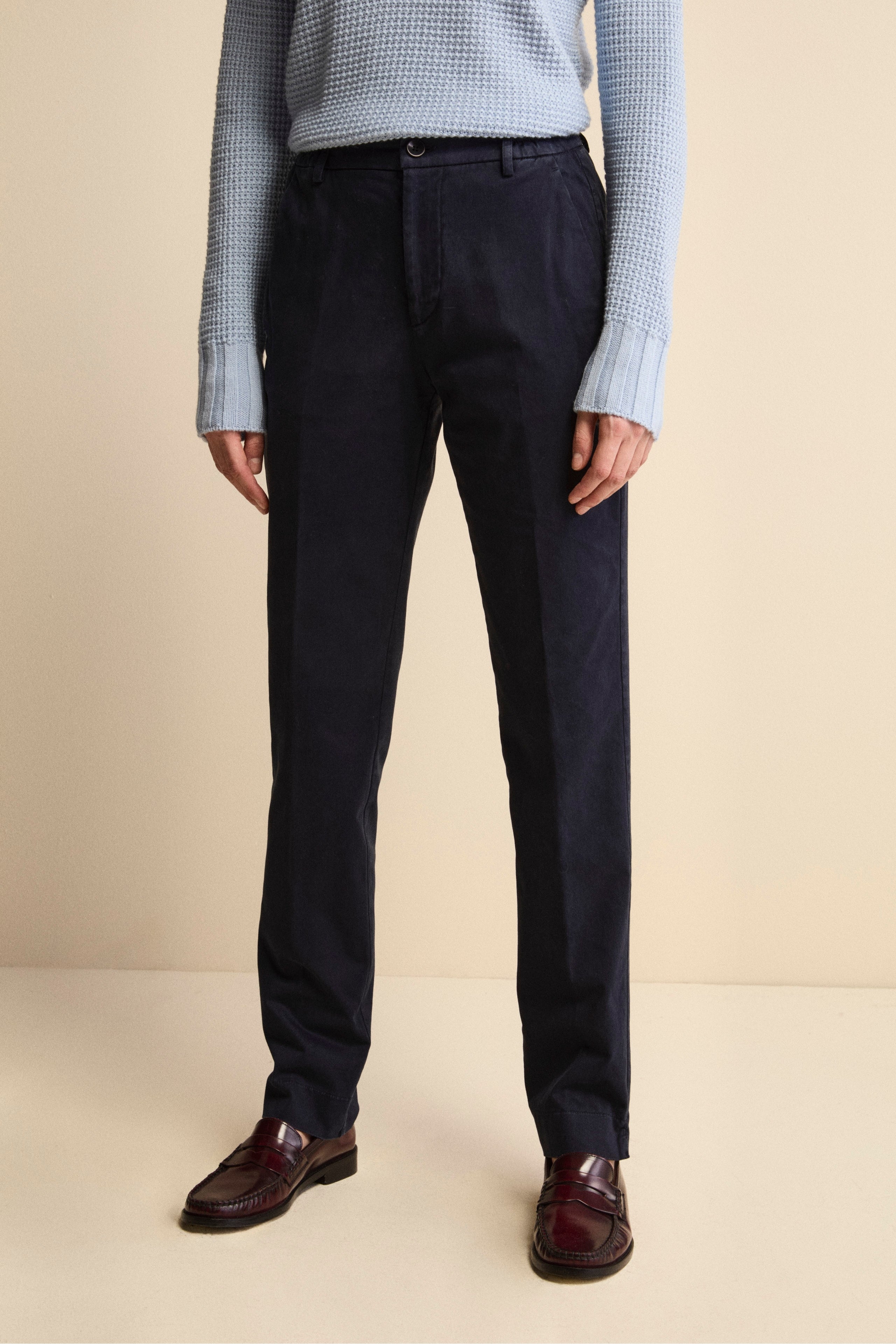 Regular-Fit Trousers with Elastic Waist - BLUE