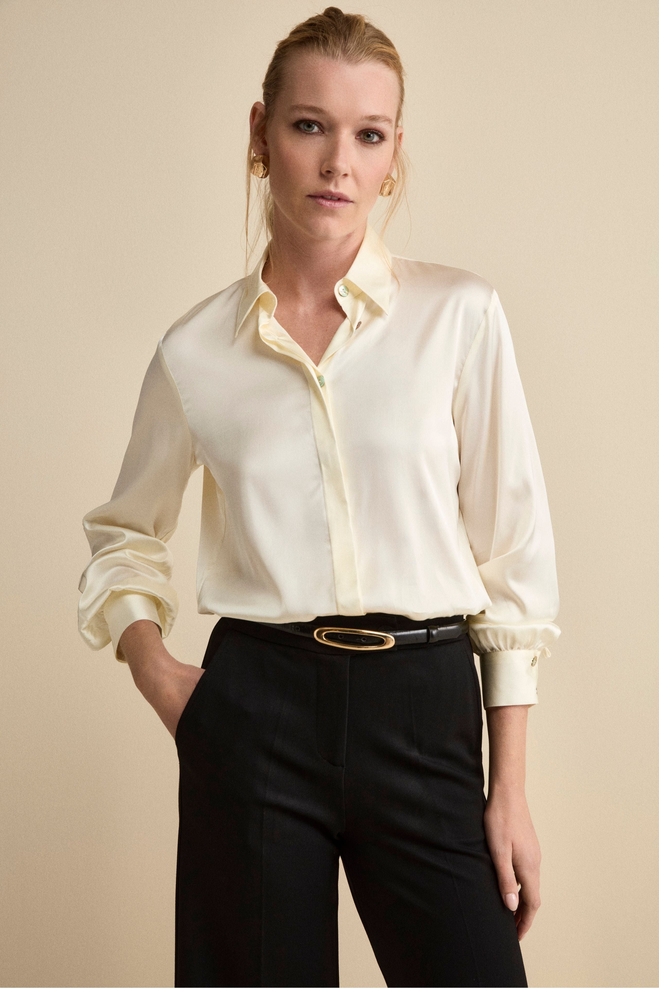 Soft Satin Shirt – Cream