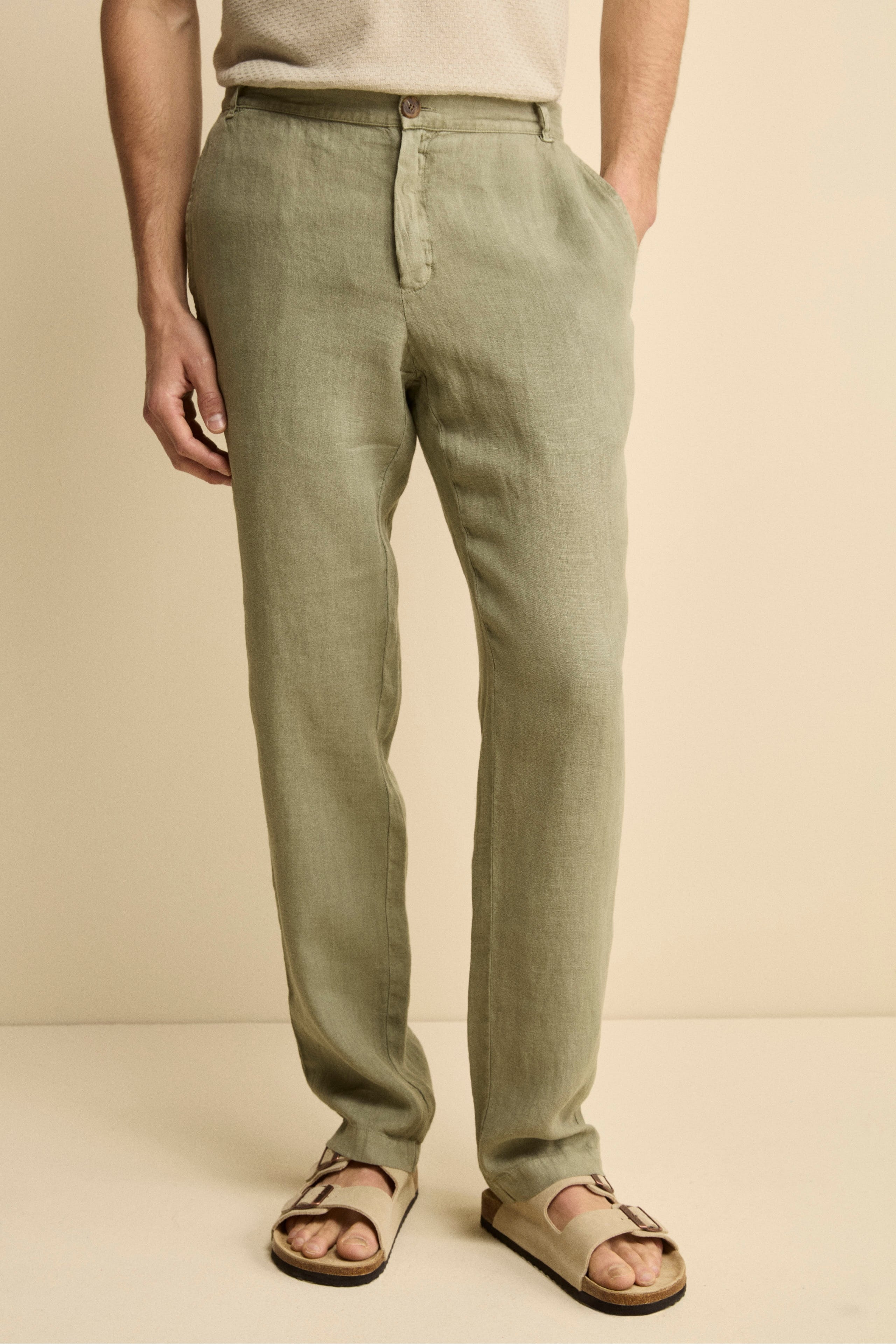 Soft Linen Trousers Military green 46 - Main Image