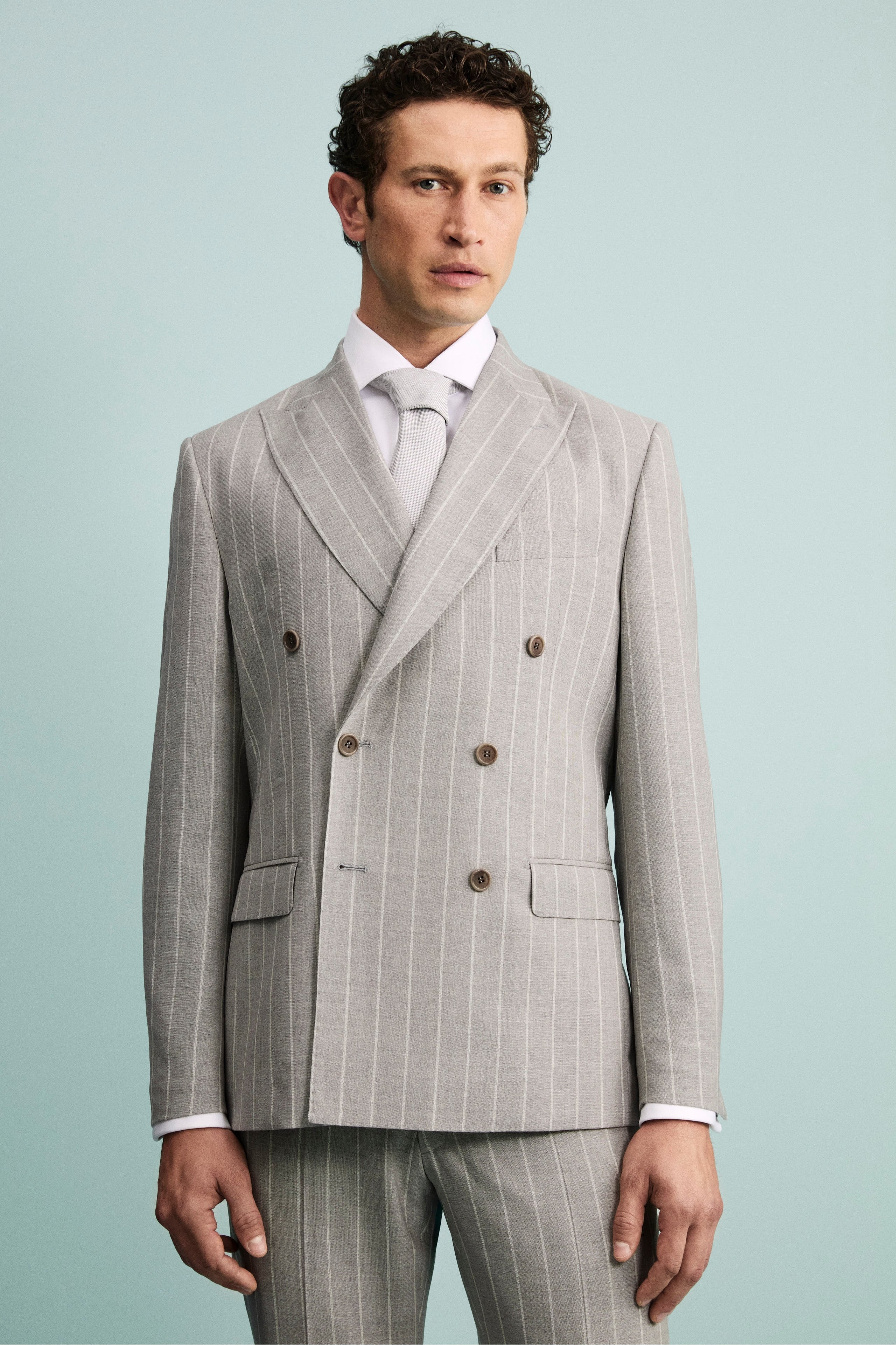 Slim Fit Abito Doppio Petto Gessato Shelby Sons Blazer Slim Fit