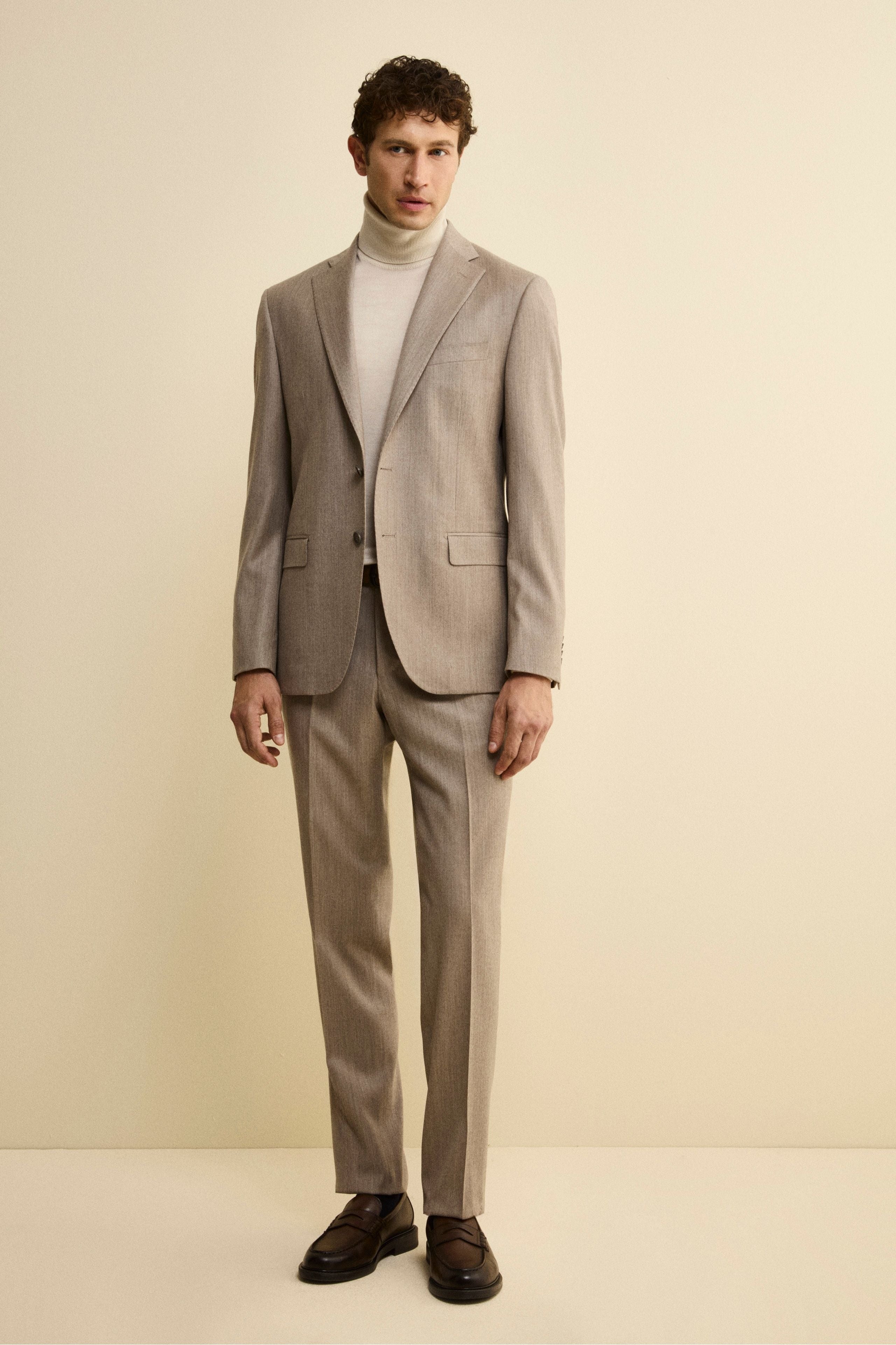 Slim Fit Lined Suit in Wool and Cashmere - gray