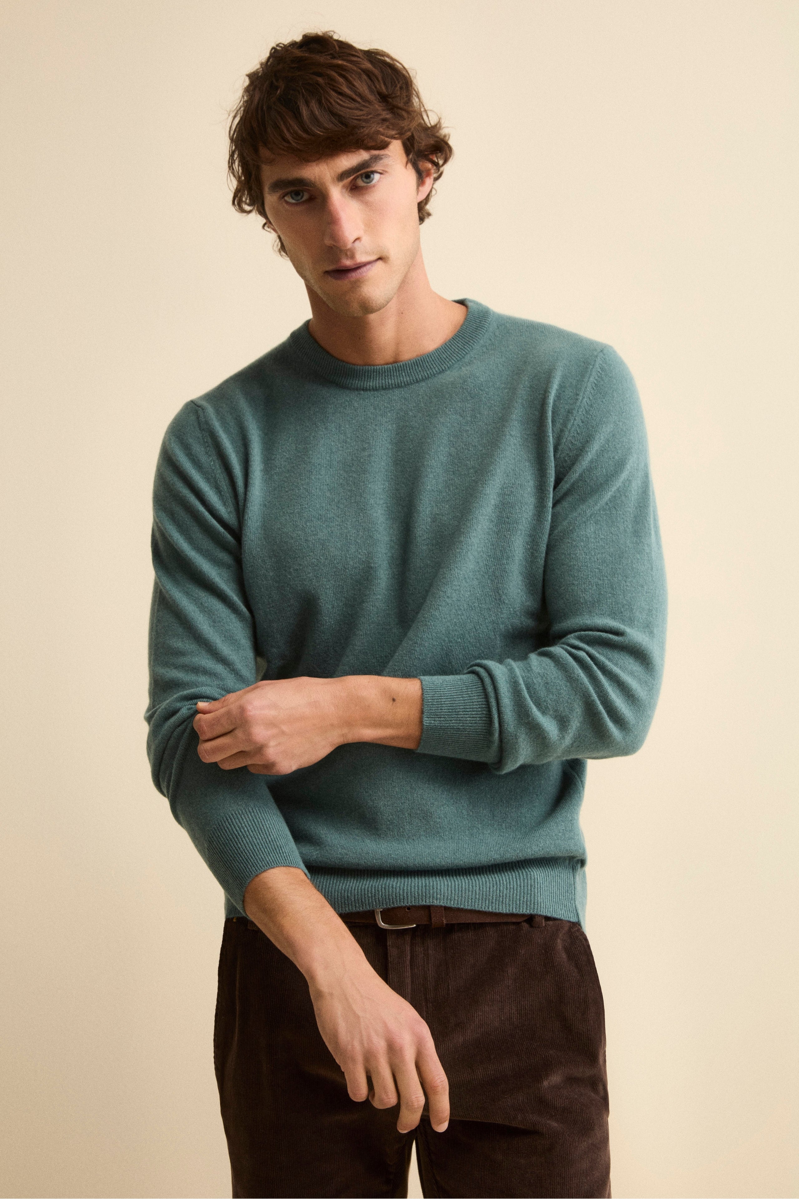 Crew-neck sweater in wool - GREEN