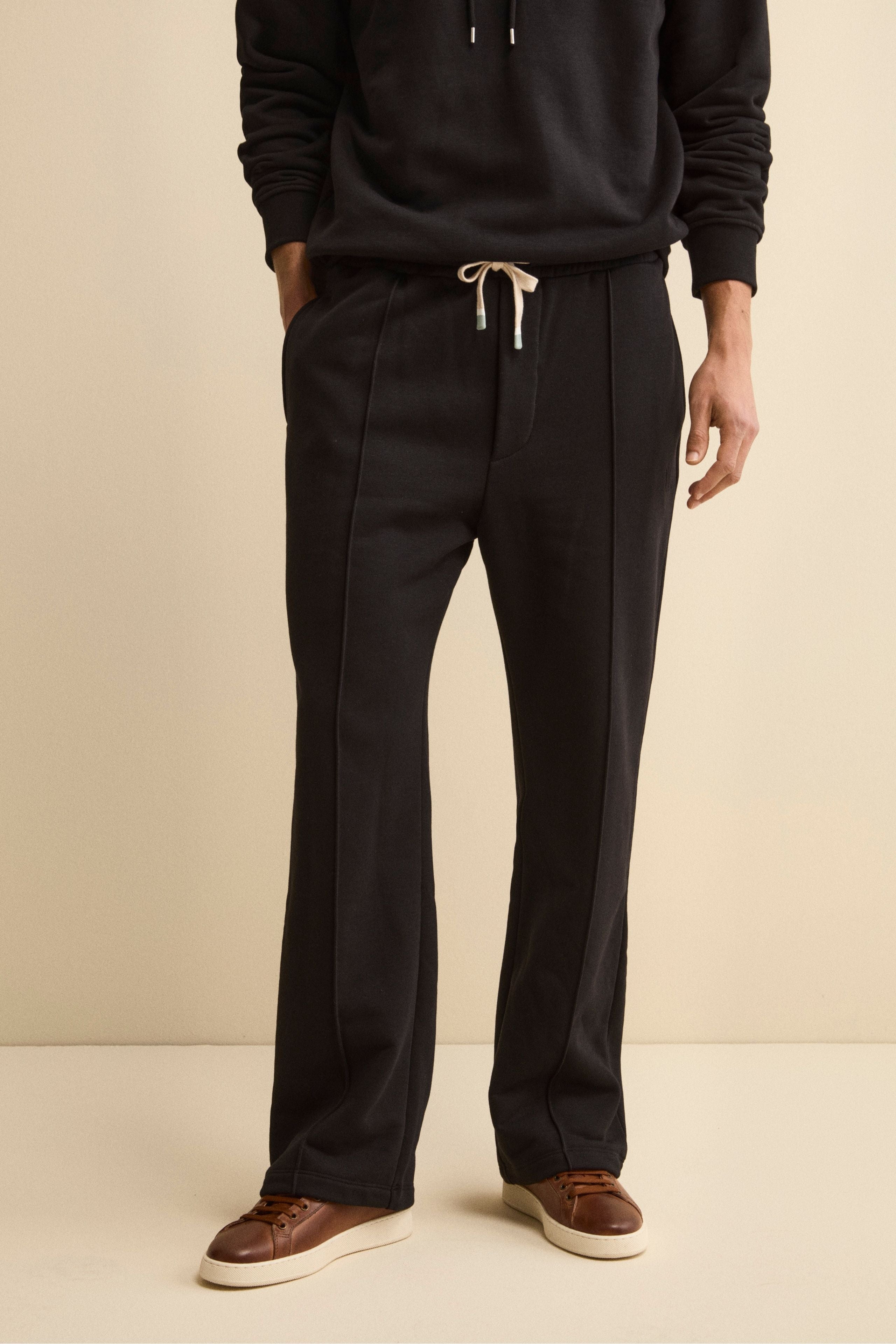 Wide-Leg Sport Trousers - BLACK