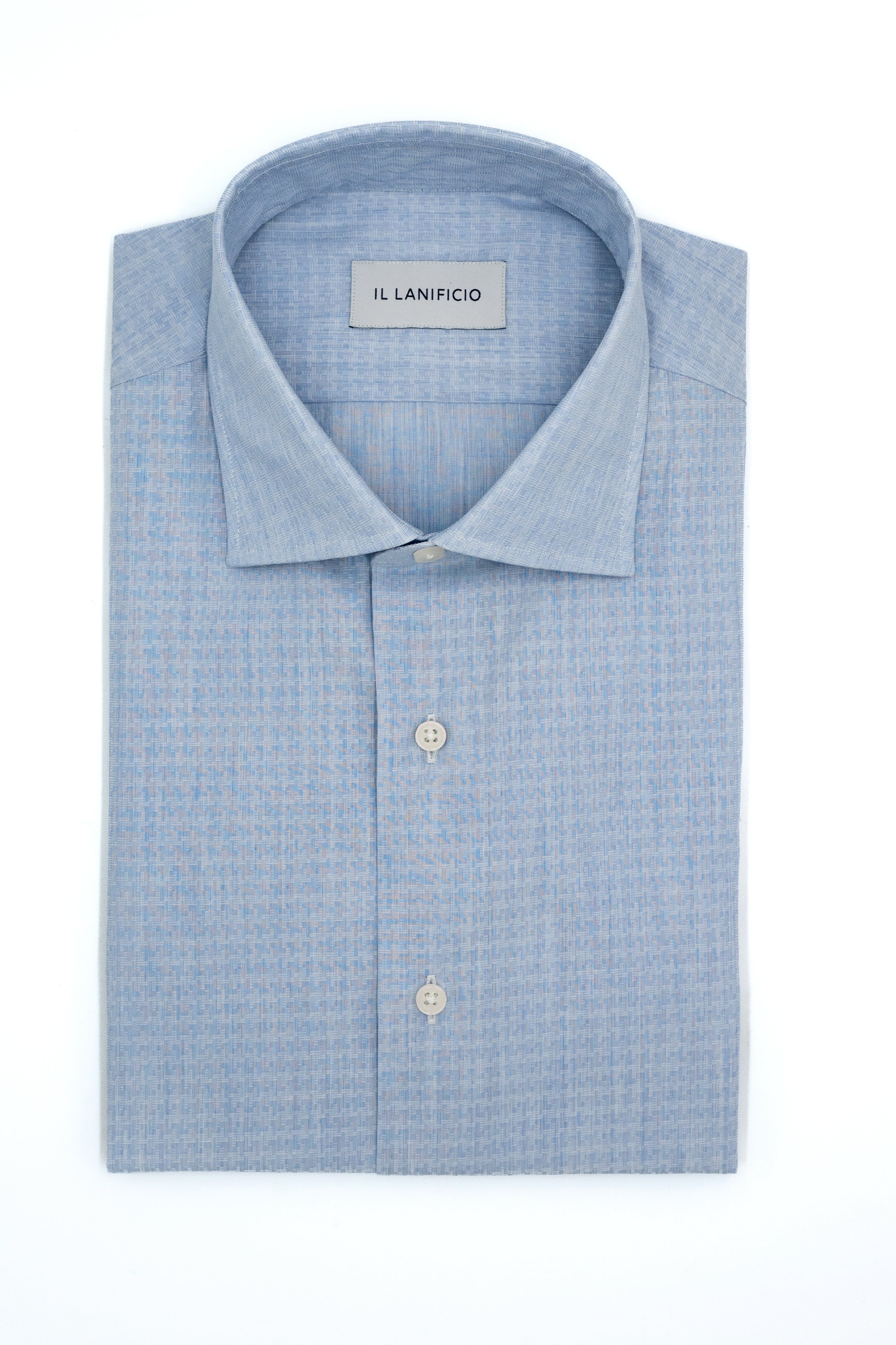 Regular Fit Shirt with Geometric Pattern - Light blue pattern