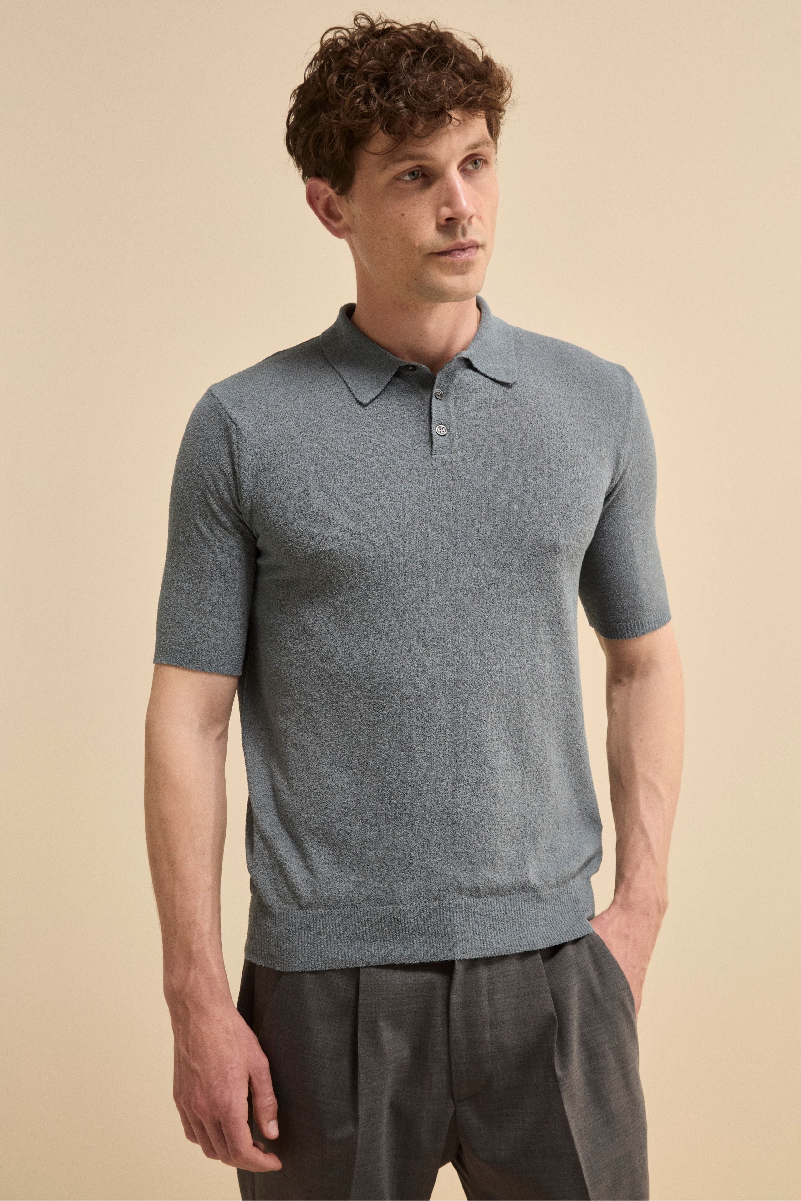Terry Cloth Bouclé Polo Shirt DENIM 46 - Main Image