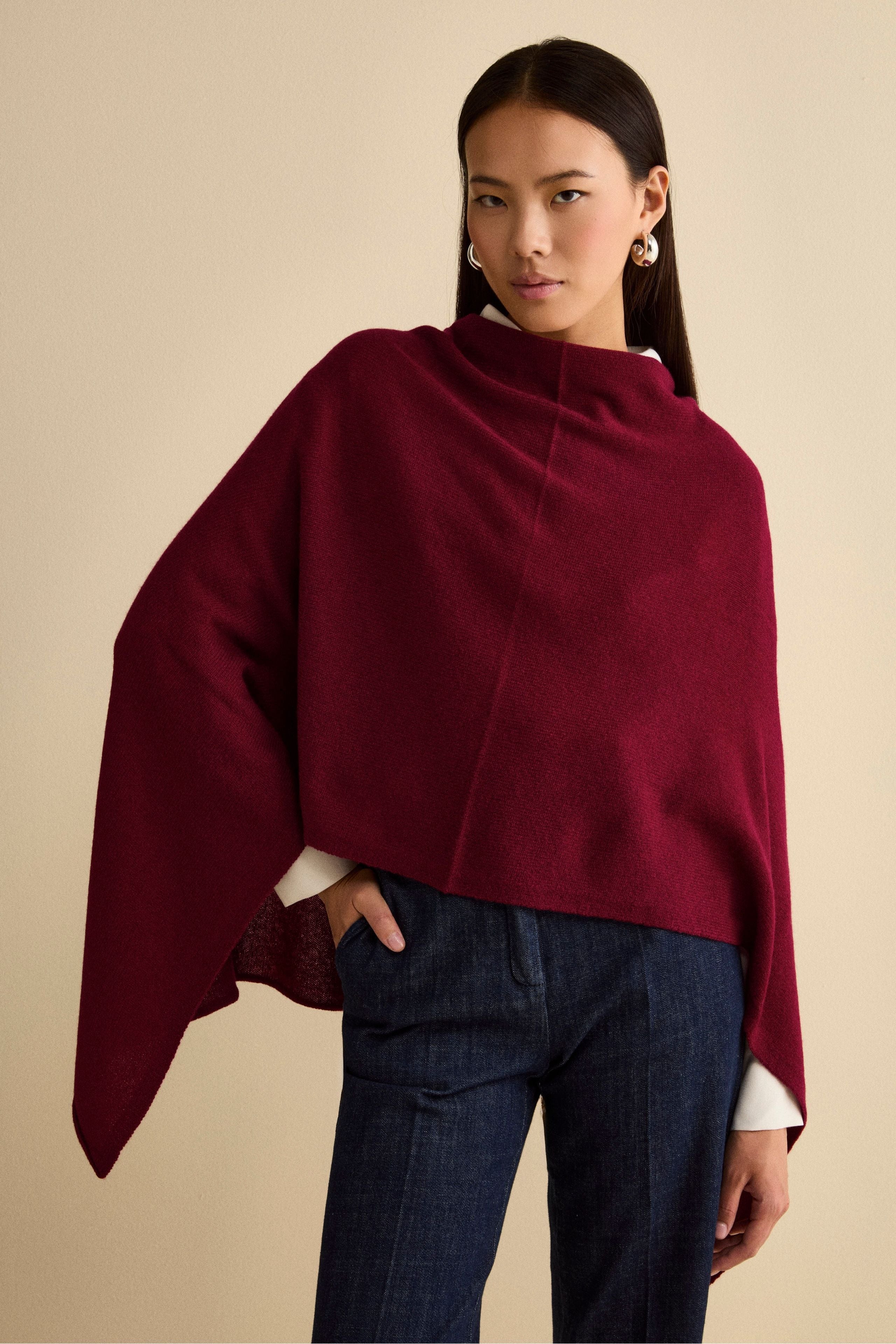 Cashmere cape - Burgundy