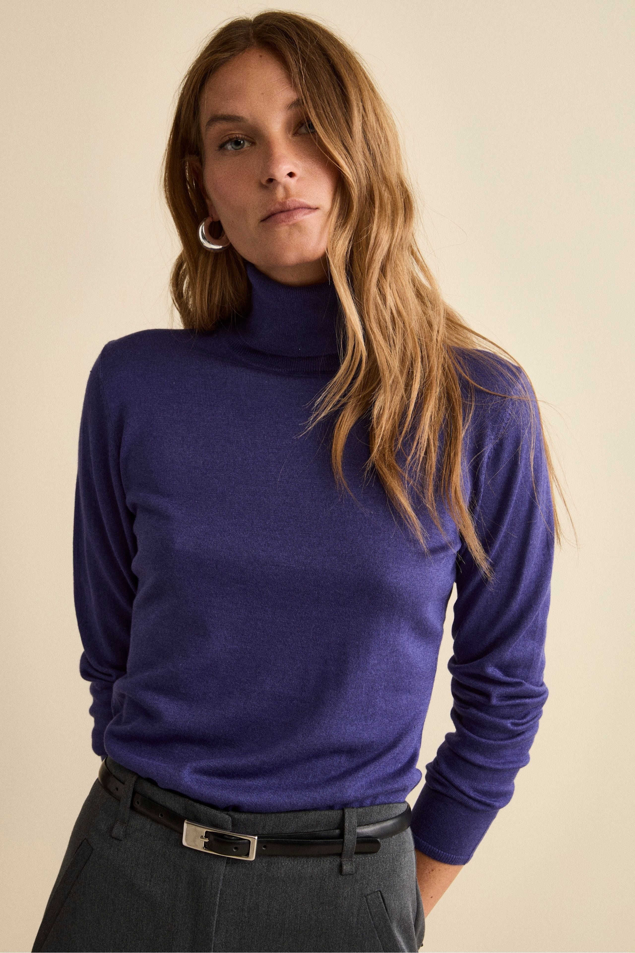 Extrafine Silk and Cashmere Turtleneck Sweater - Medium blue