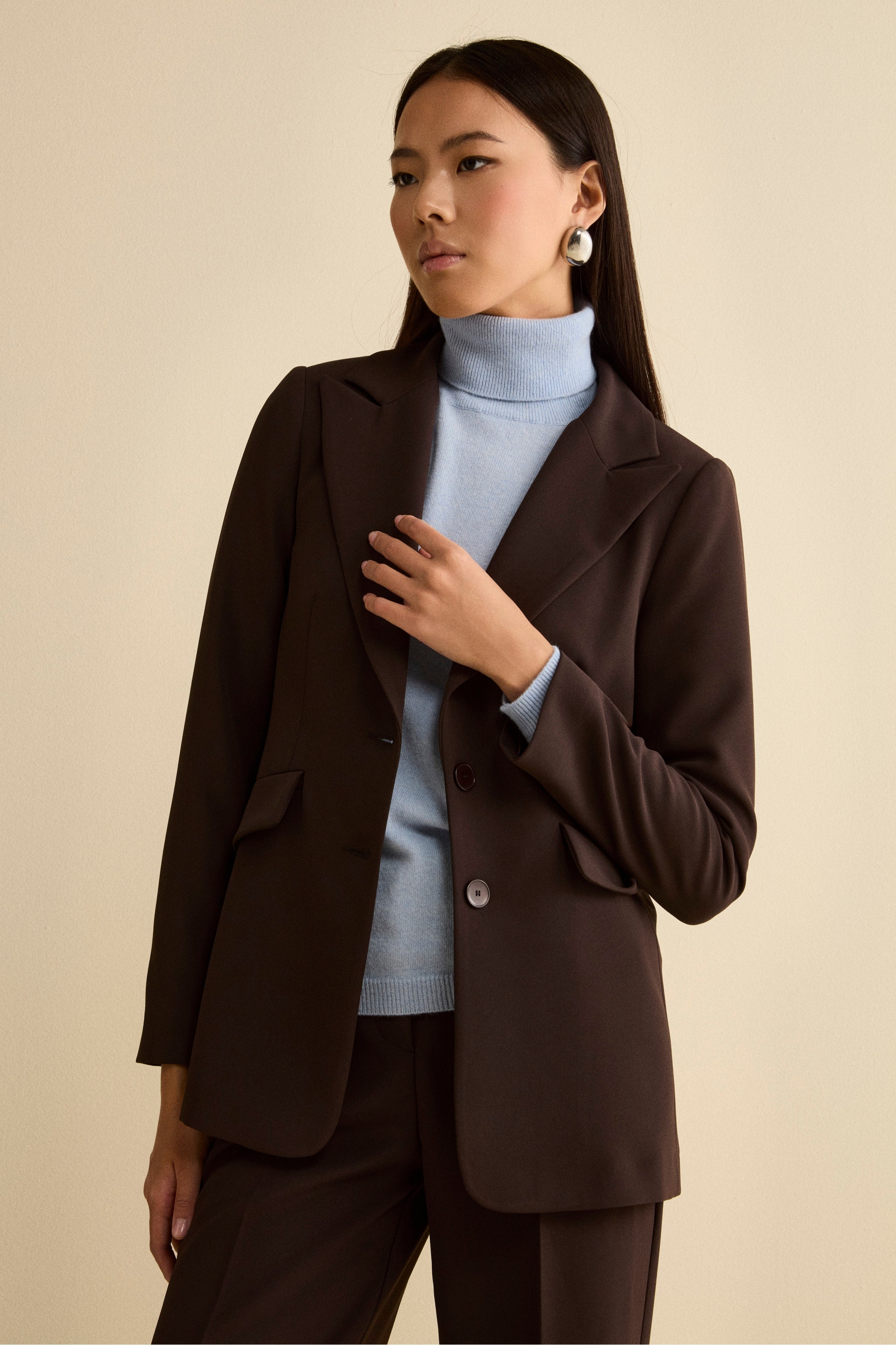 Lined Bi-Stretch Jacket Regular Fit - brown