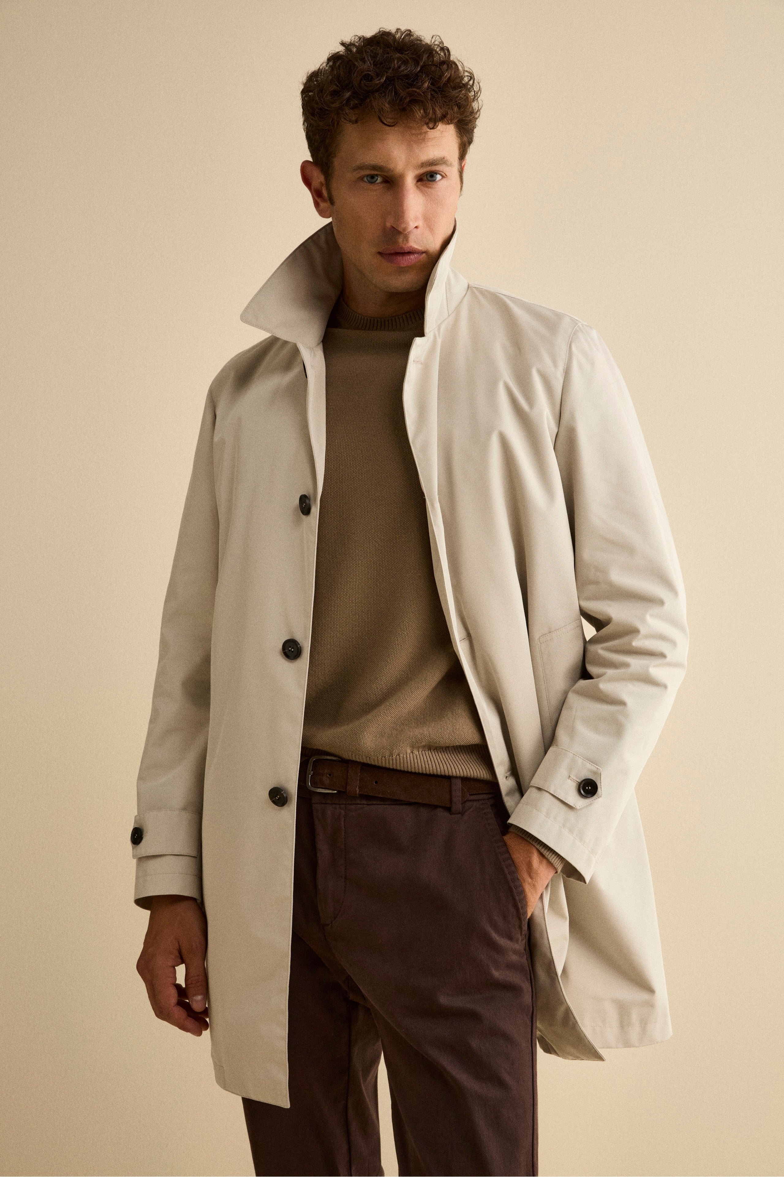 Quilted Winter Midi Raincoat - Light grey