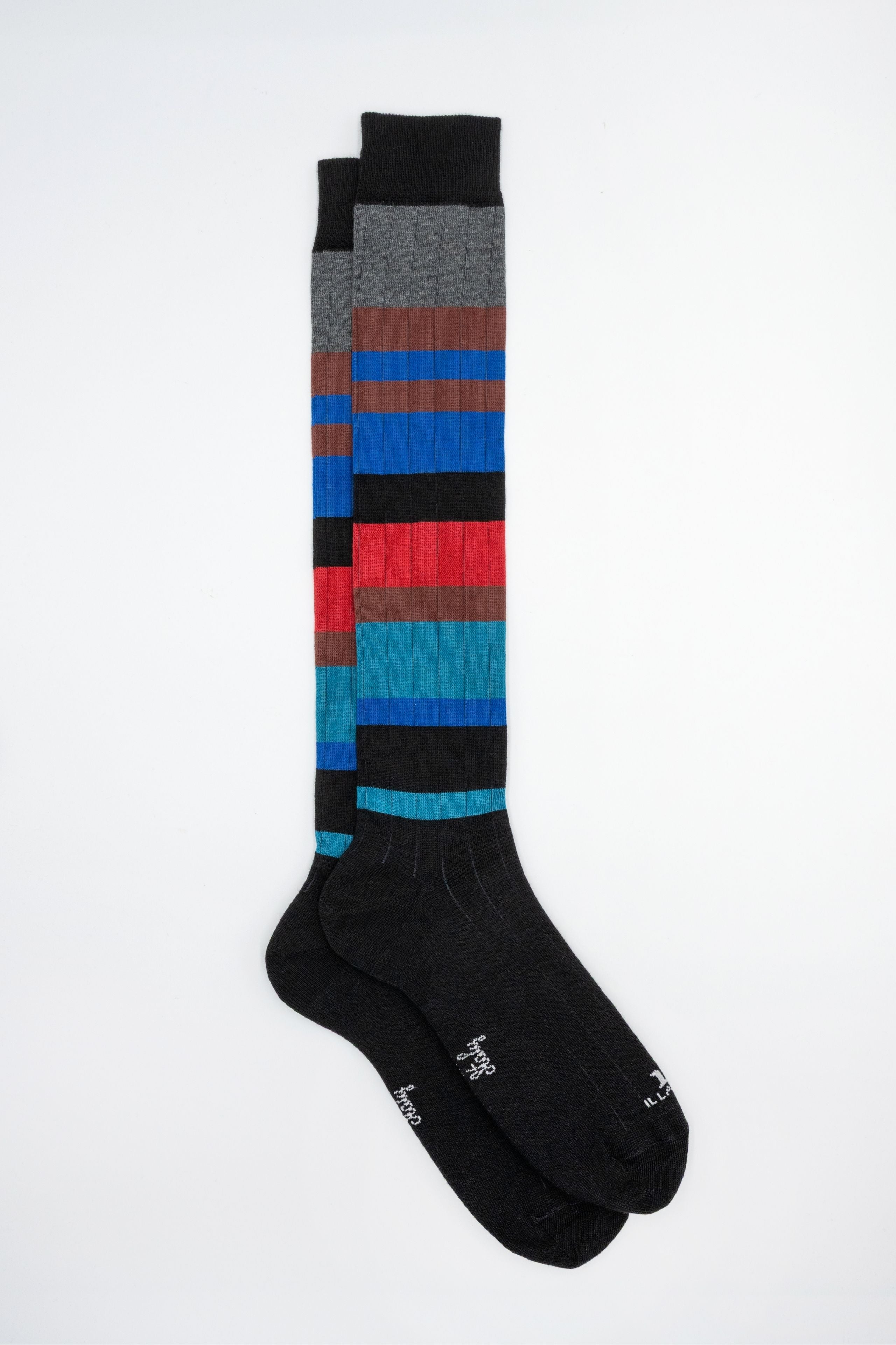 Long Cotton Socks - Black Striped