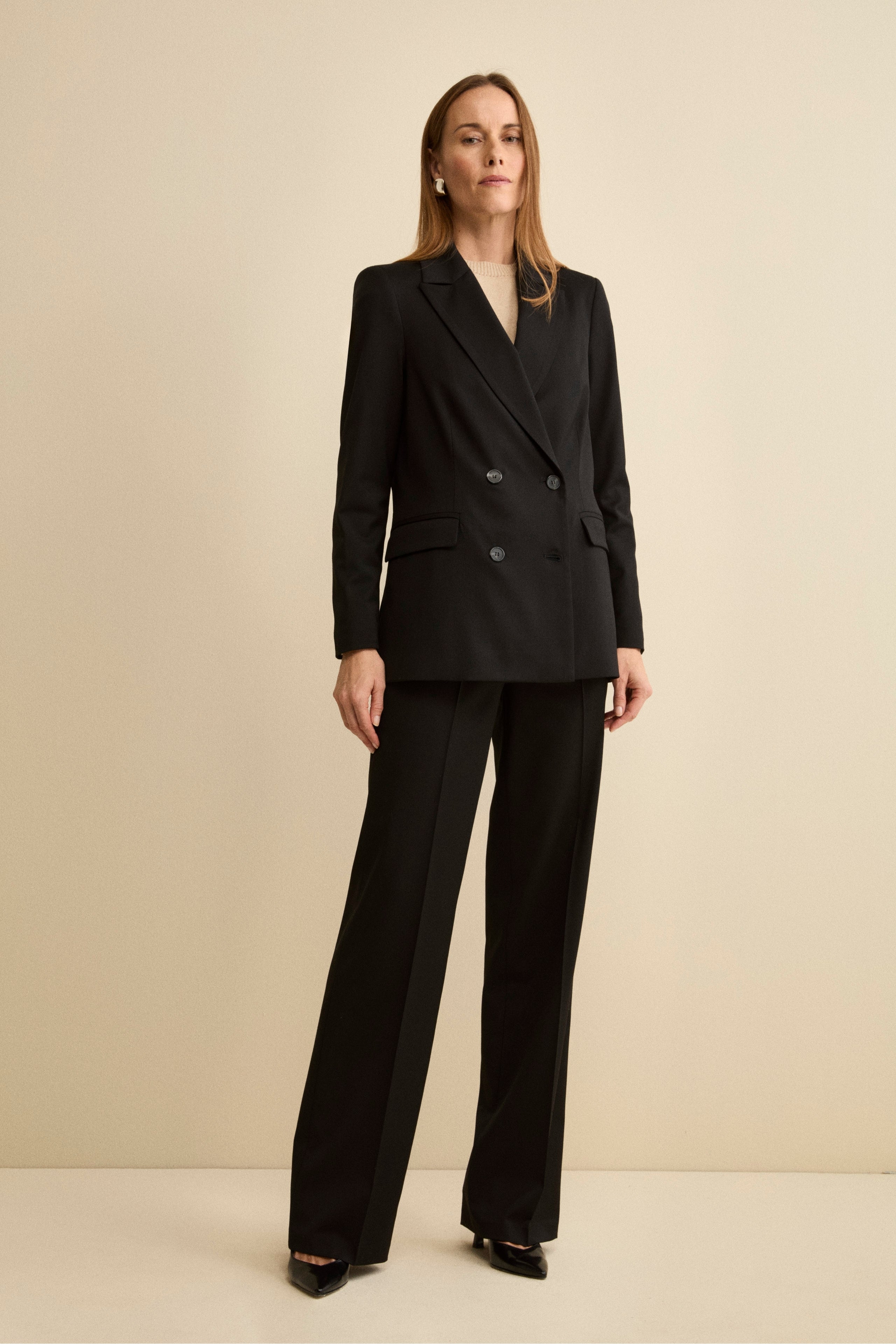 Double-Breasted Suit in Virgin Wool - BLACK
