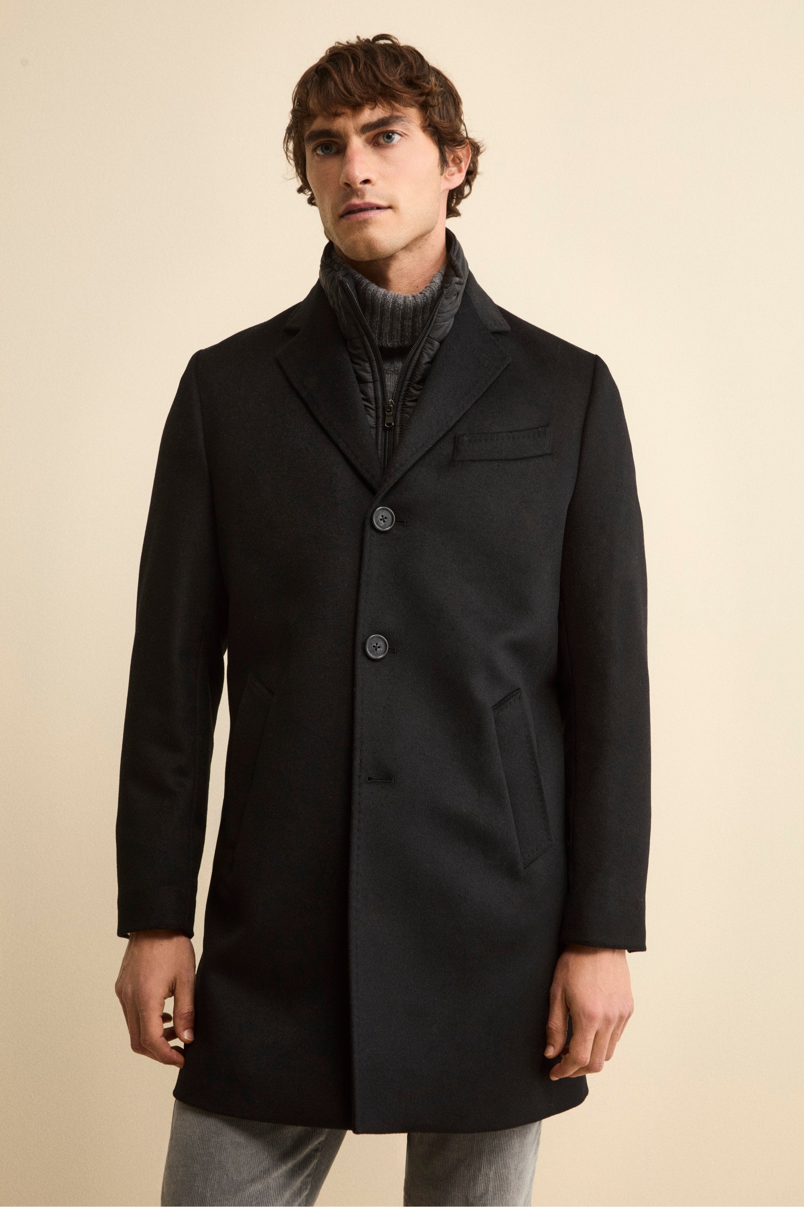 Wool and cashmere coat - BLACK