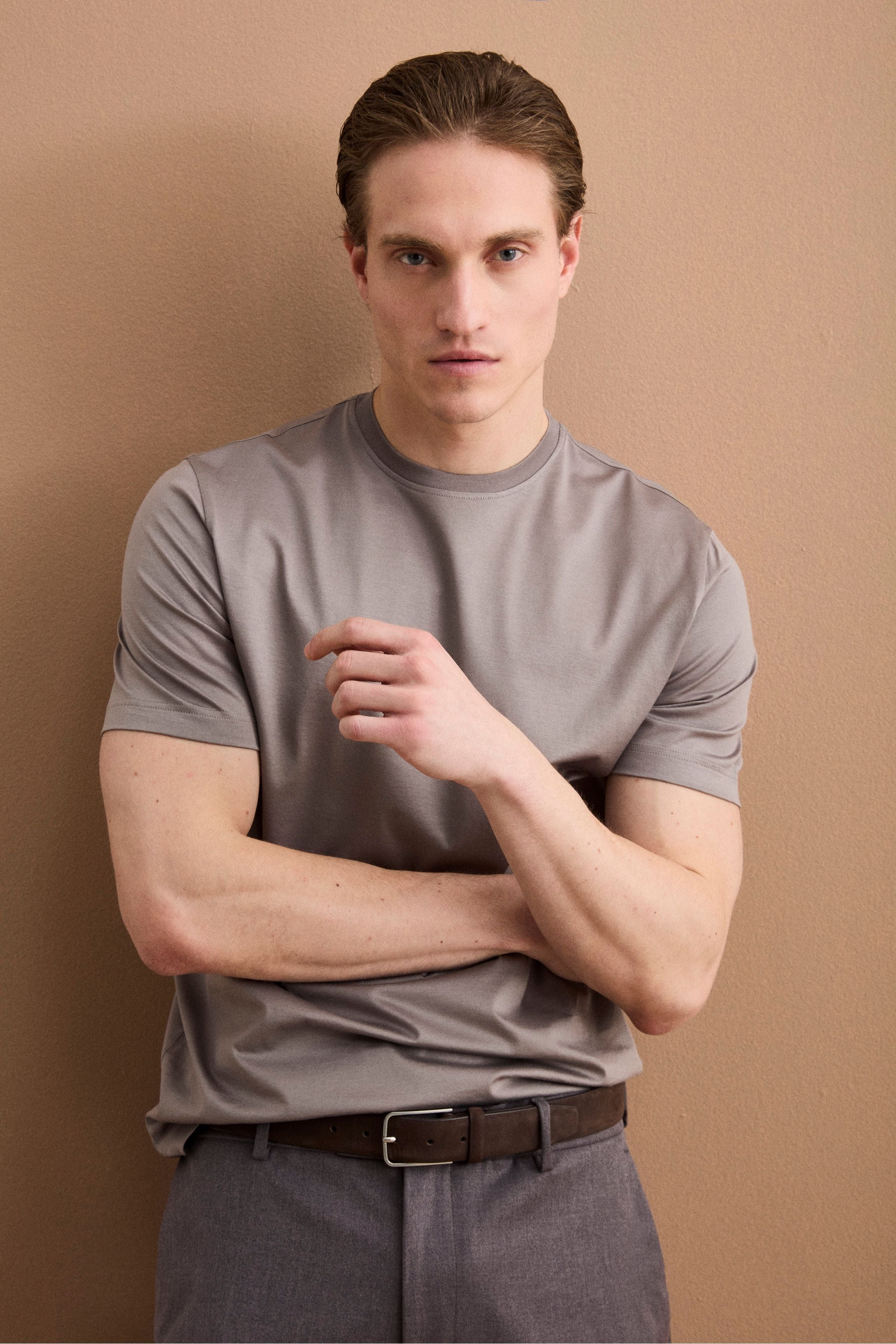 Slim Fit T-Shirt aus Scottish Cotton - GRAU