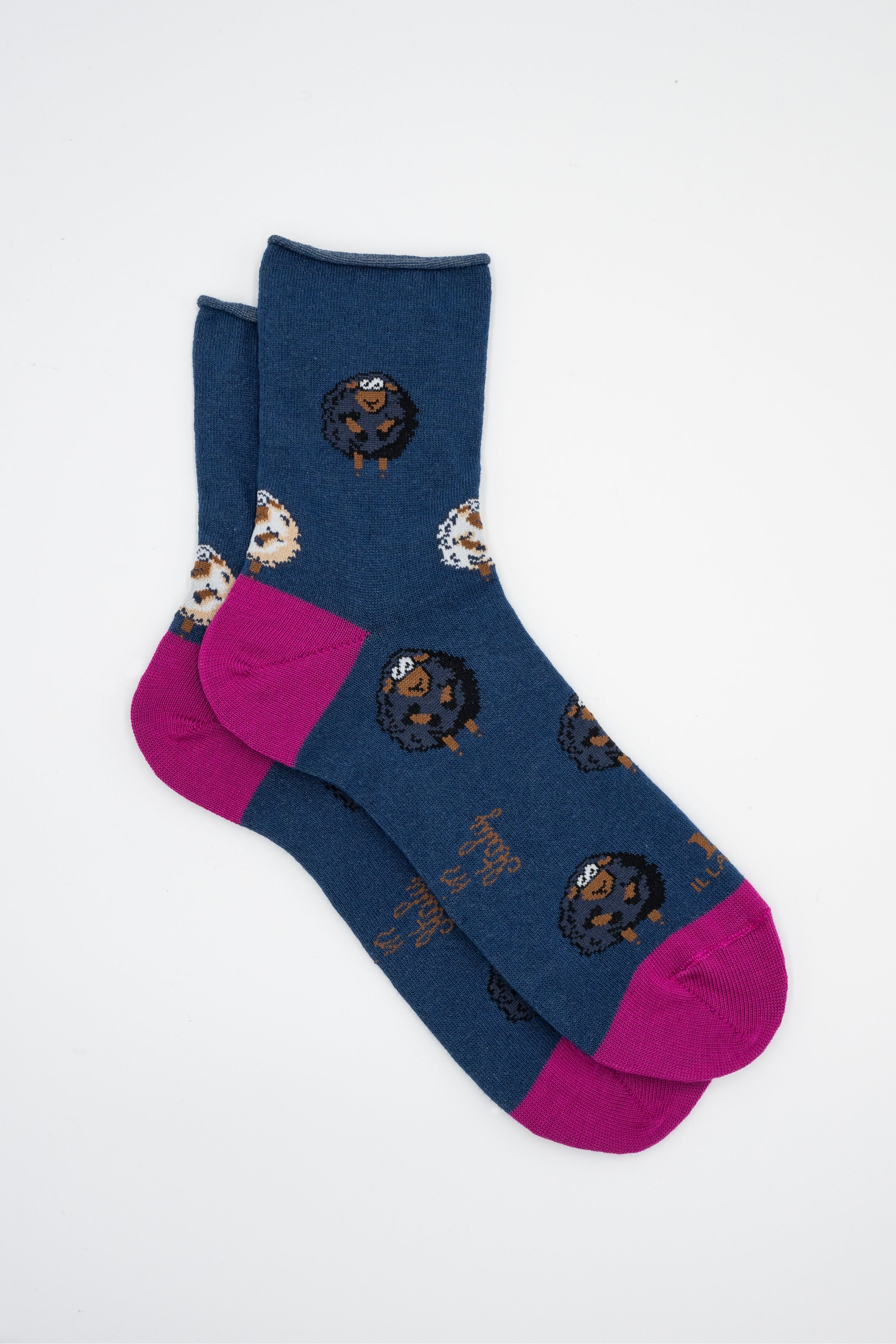Short Socks with Sheep Pattern - BLUE