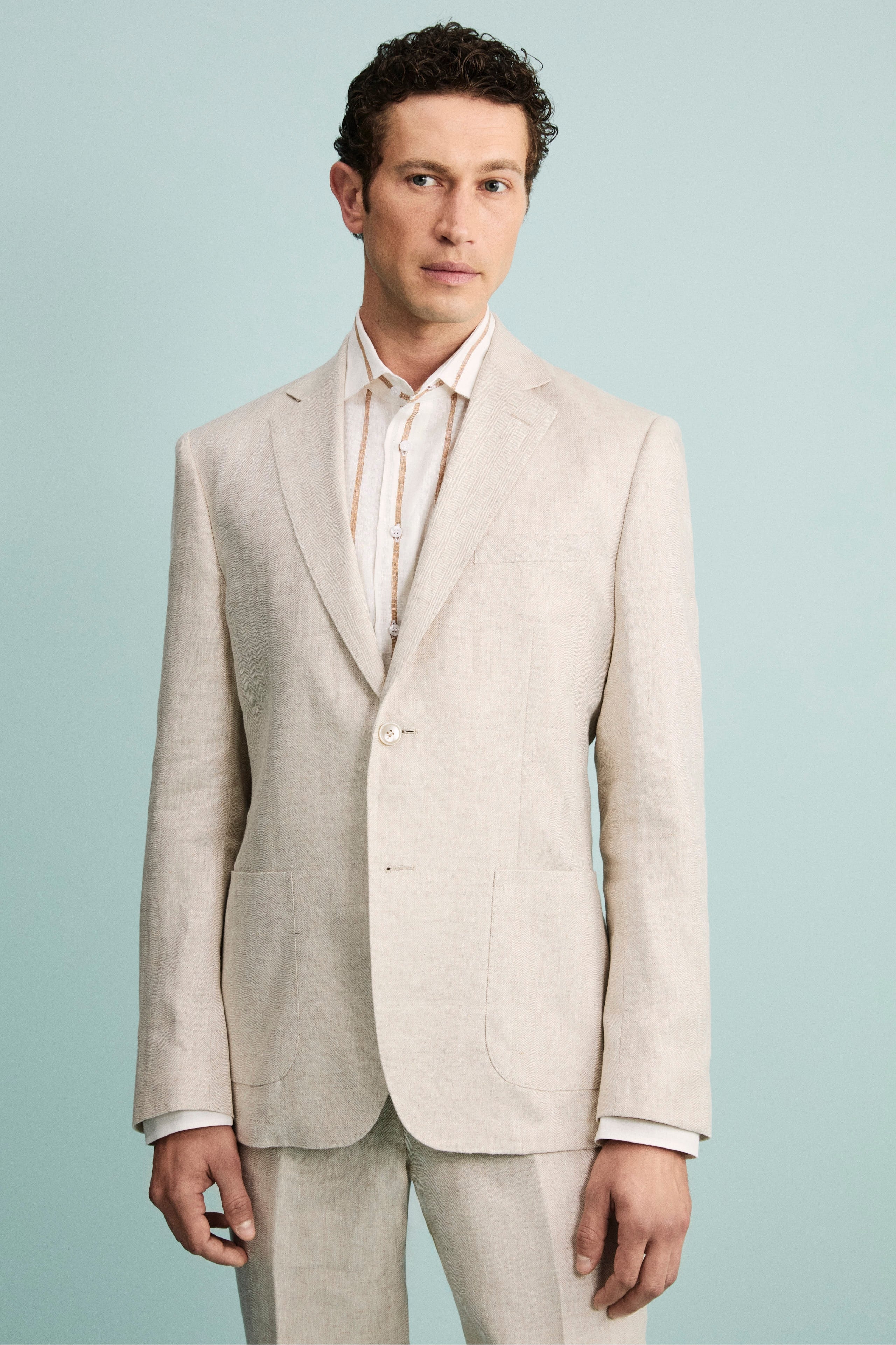 Abito Lino Beige Abito Cerimonia Uomo Beige SANTANIELLO ABITO DUE