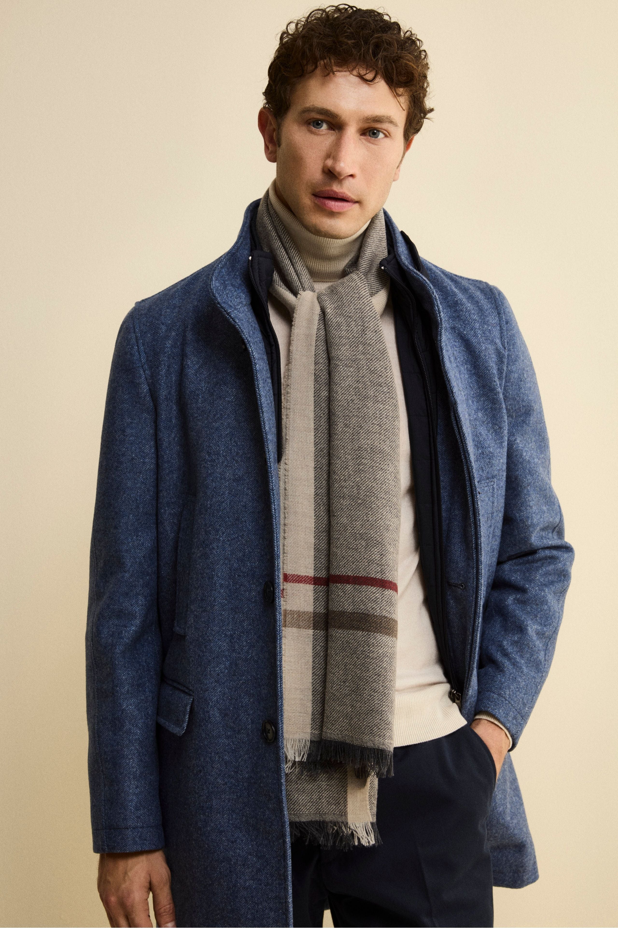 Wool and Cashmere Blend Stole - BEIGE