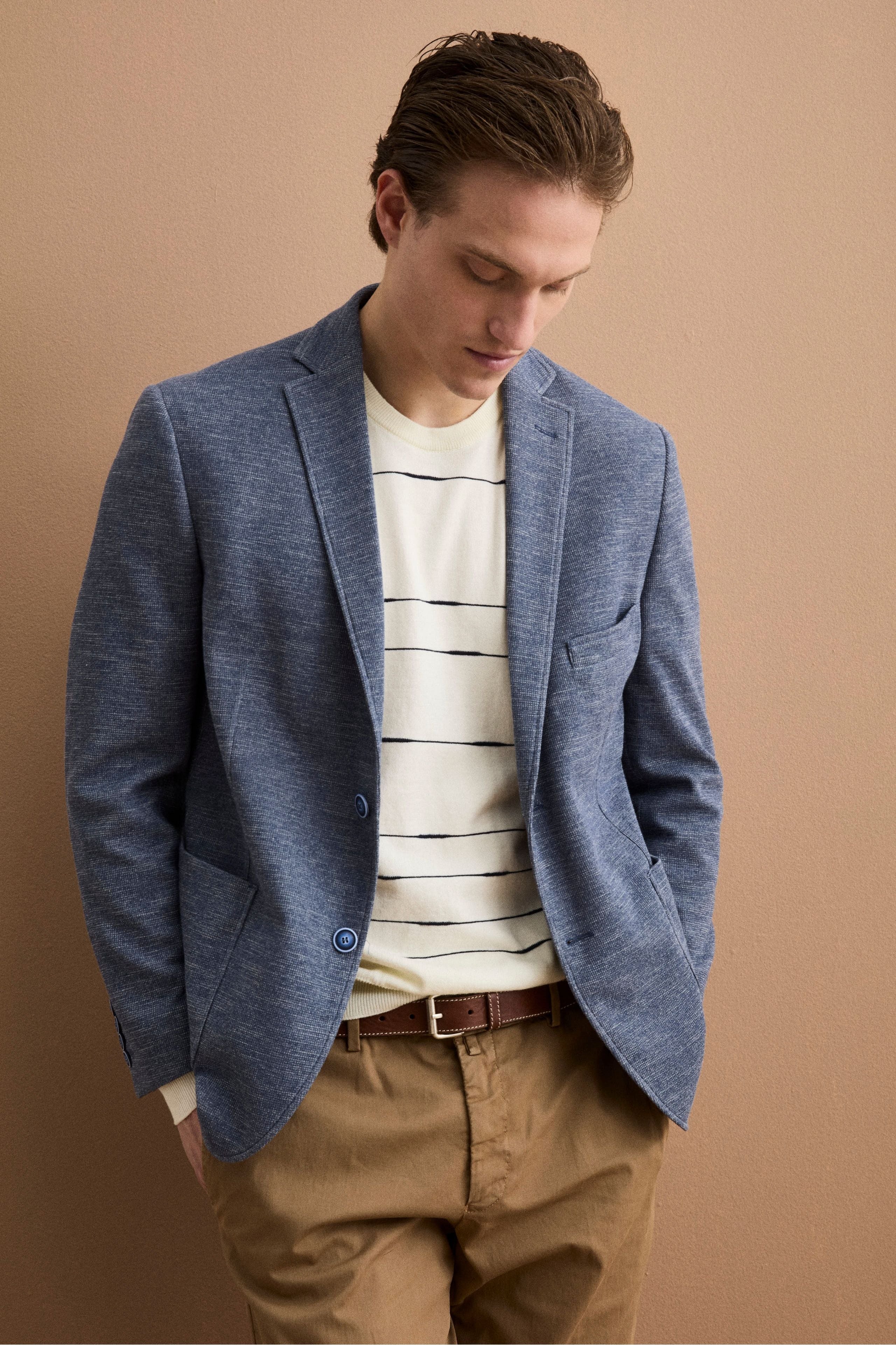 Herren Comfort-Fit Halbgefütterte Baumwollmix-Jacke - BLAU